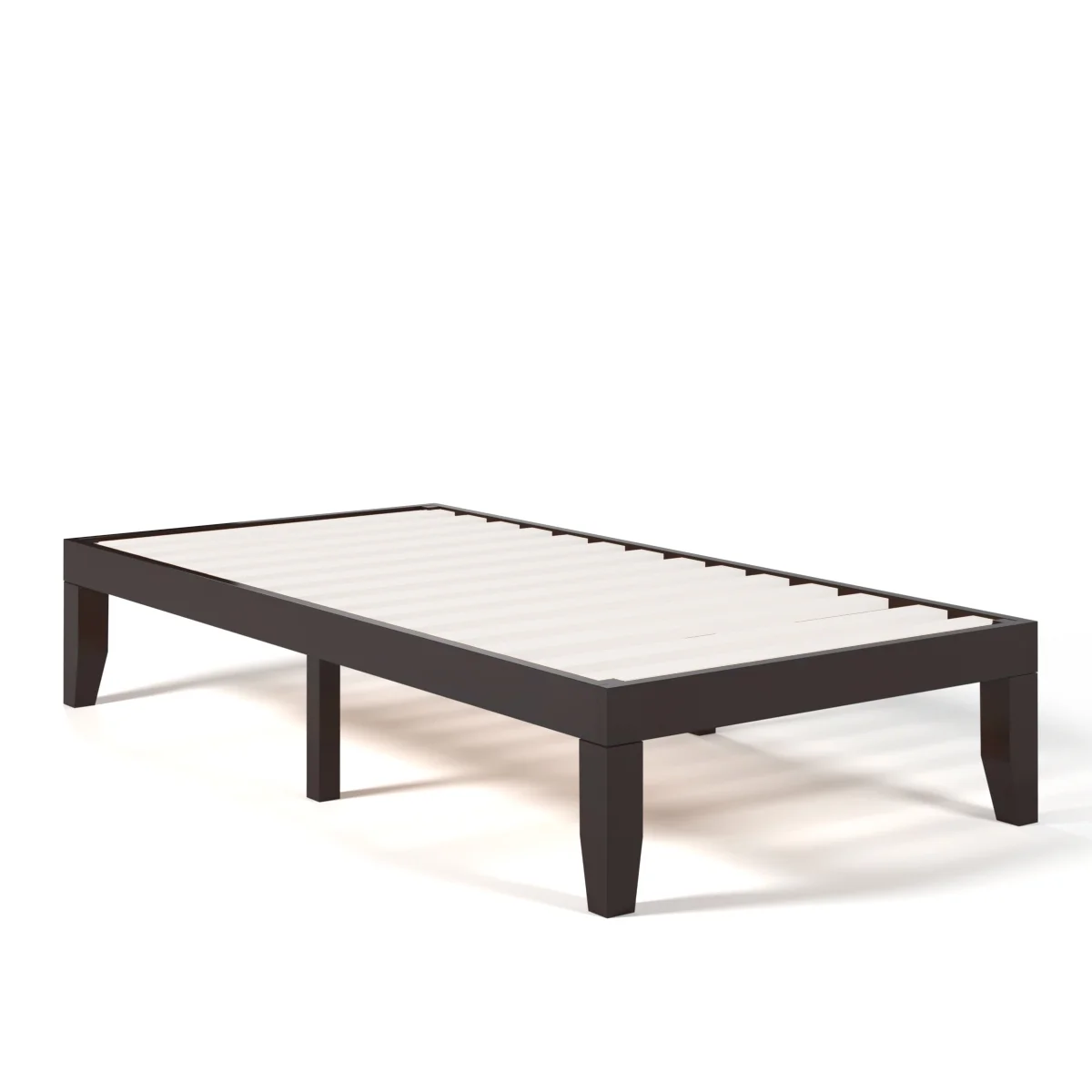 Costway Twin Size 14'' Wooden Bed Frame Mattress Platform Wood Slats Support Espresso