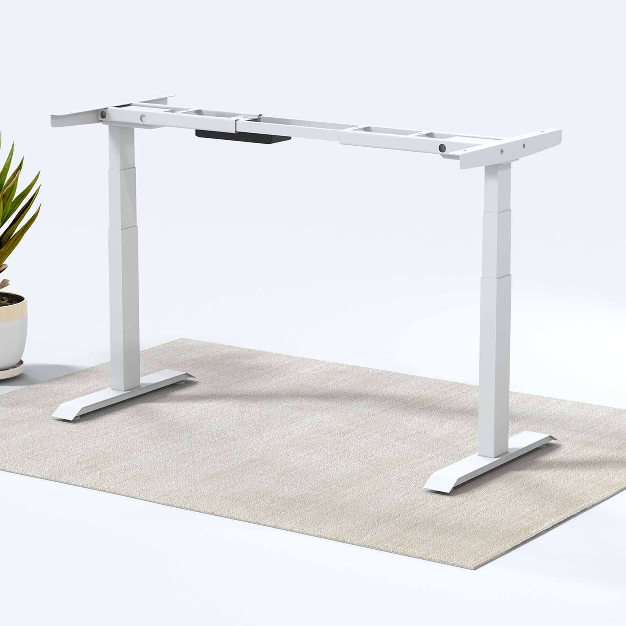 MotionGrey Height Adjustable German Electric Dual Motors Sit to Stand Computer Home and Office Standing Desk Riser - White Frame