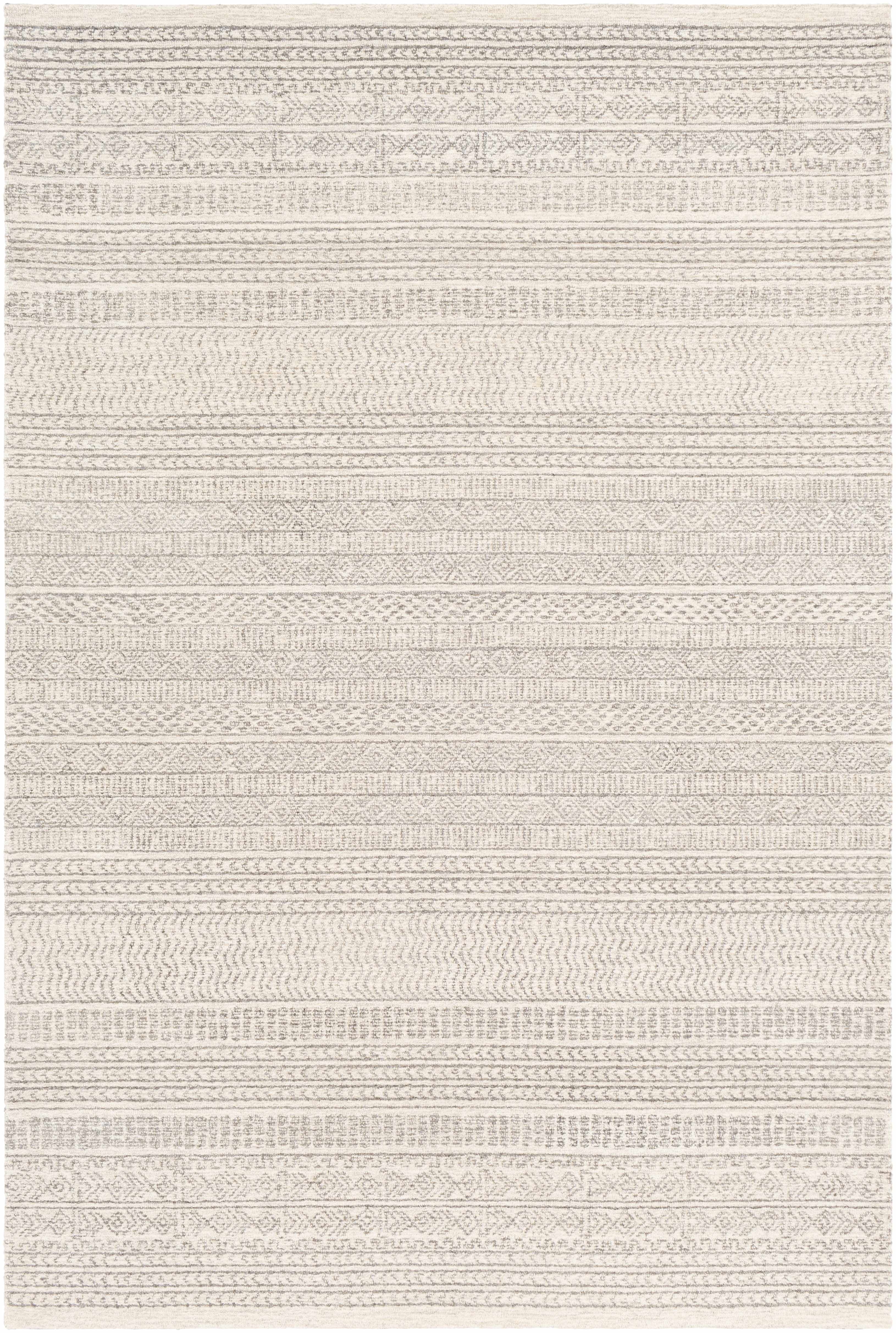 Hauteloom Kinmundy Wool Living Room, Bedroom Area Rug - Bohemian/Global - Brown, Gray, Ivory - 7'6