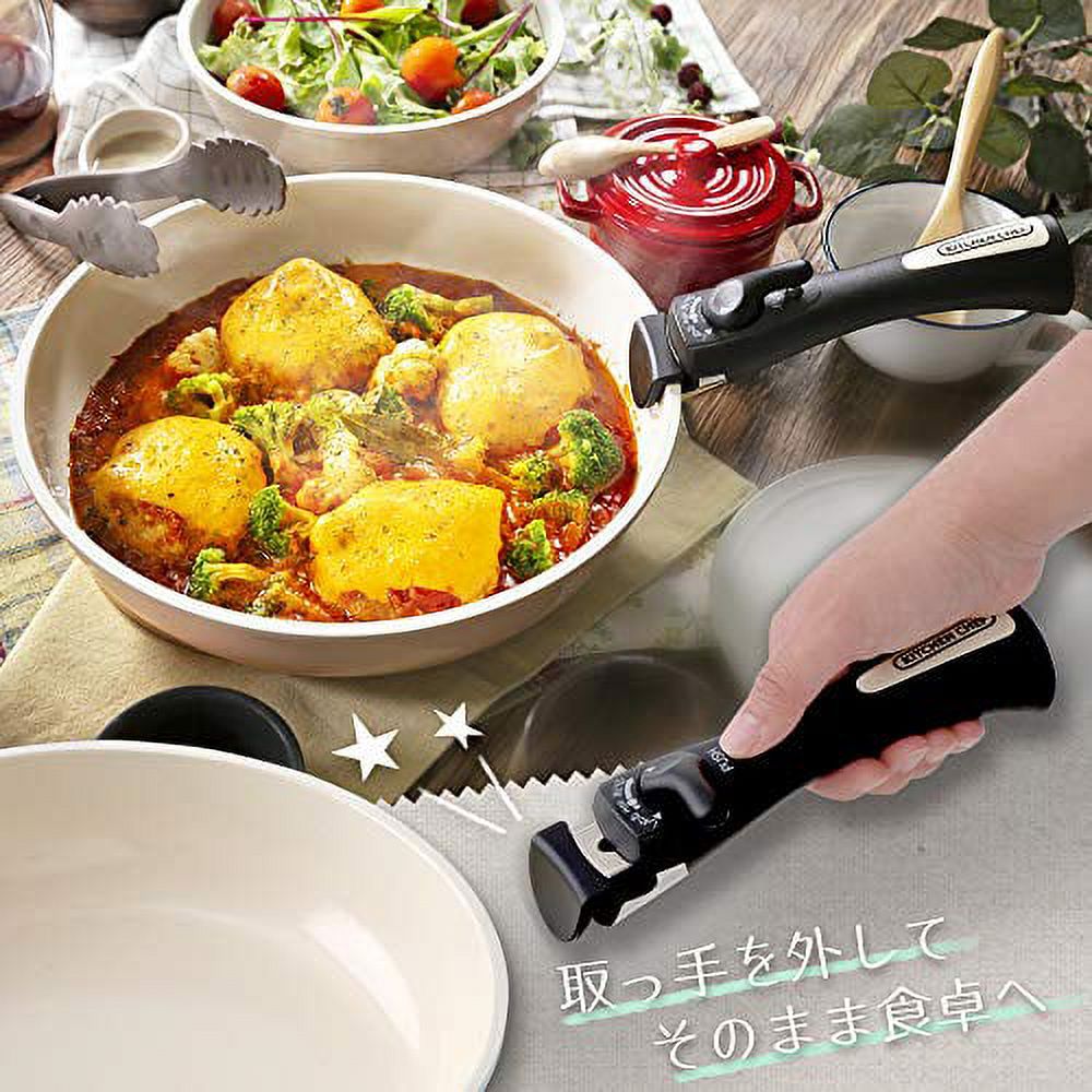 Iris Ohyama Frying Pan 14-piece set Gas fire / IH compatible Time-saving cooking Easy to clean Ceramic color pan with handle Beige CC-SE14NP// Egg