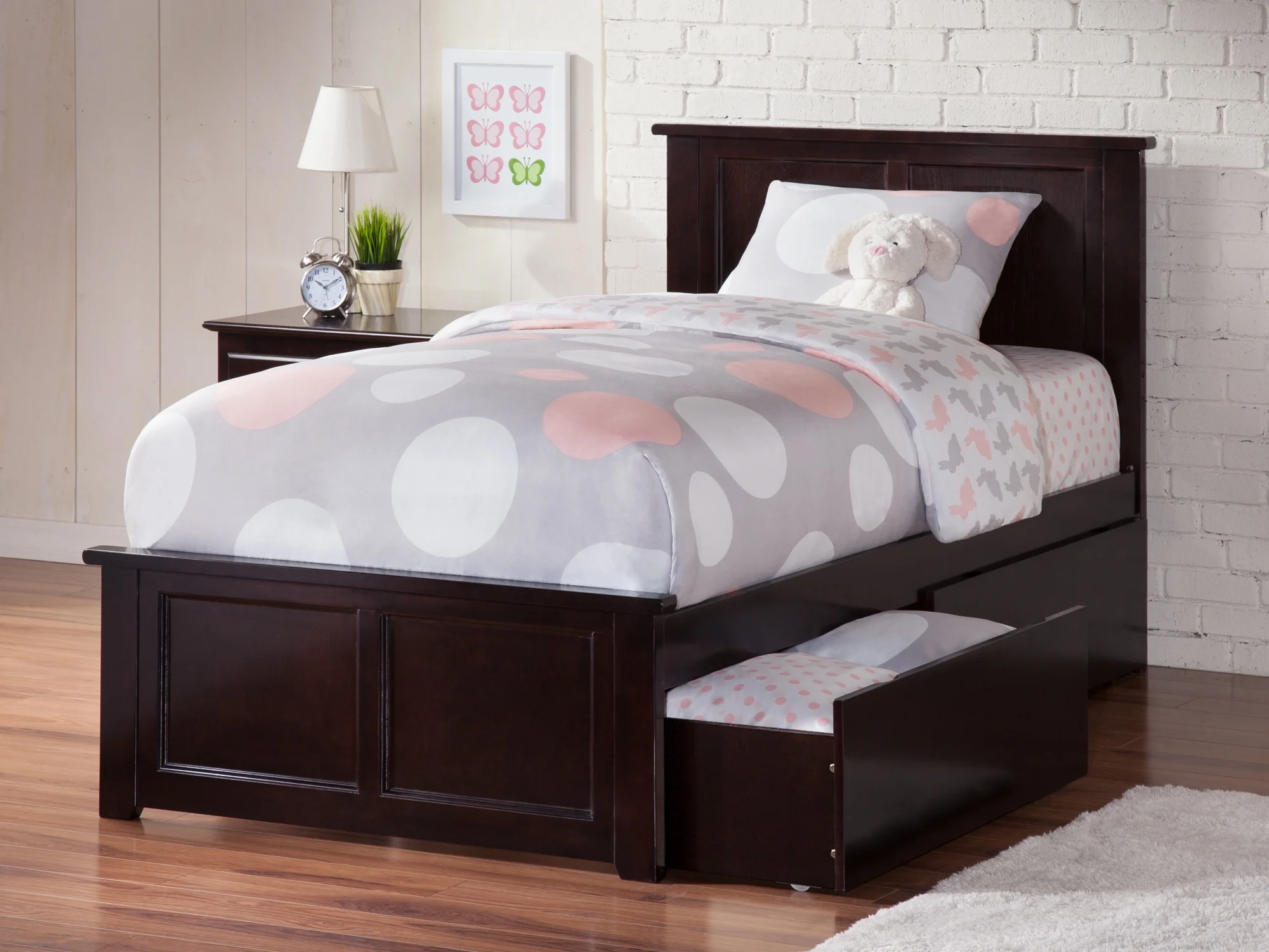 Madison Platform Bed with Matching Foot Board with 2 Urban Bed Drawers in Multiple Colors and Sizes