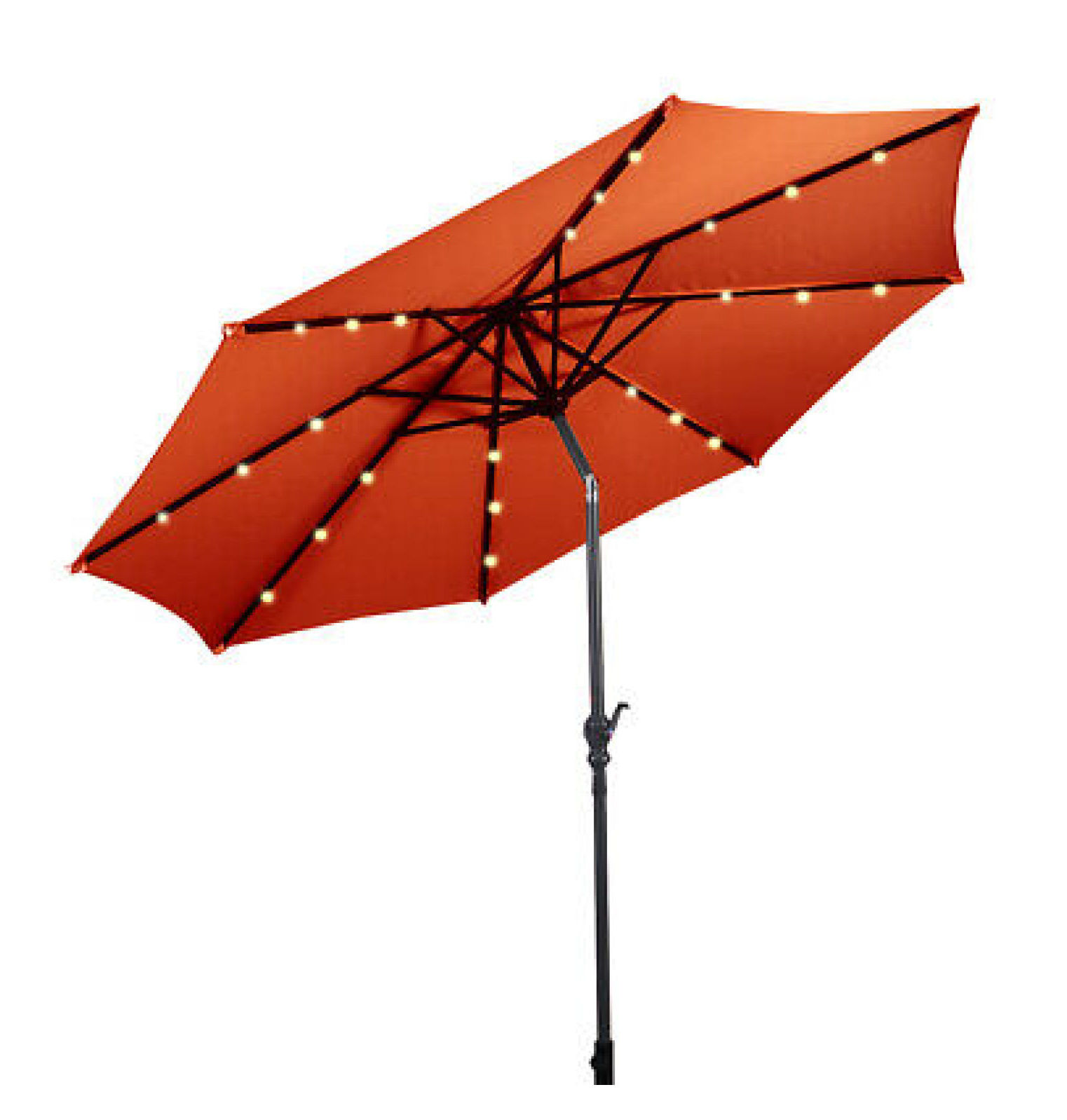 ZJINJIN 10FT Patio Solar Umbrella LED Patio Market Steel Tilt W/Crank Outdoor Orange New