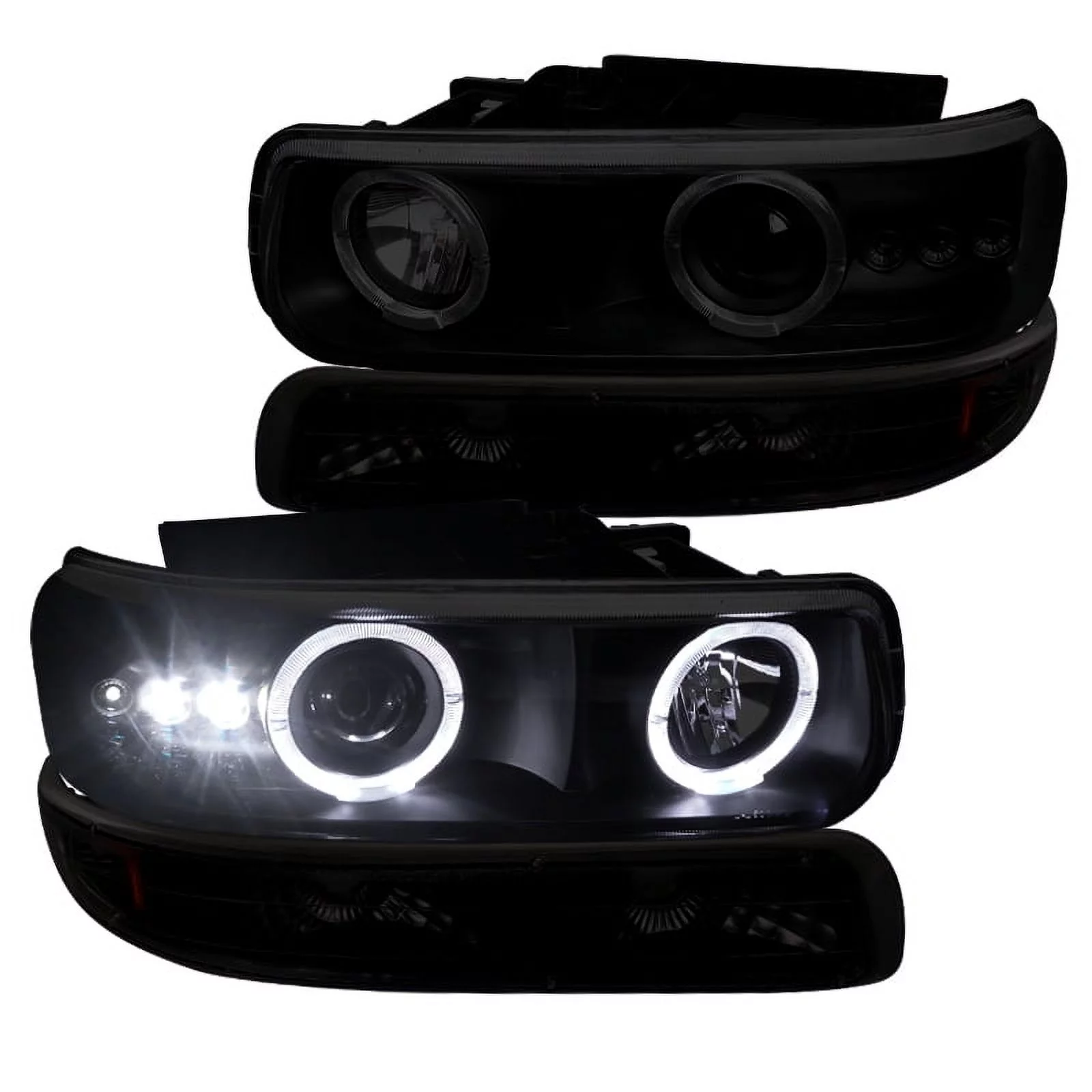 Spec D Tuning Amber Smoke Headlight & Smoke Bumper Light for 1999-2002 Chevy Silverado
