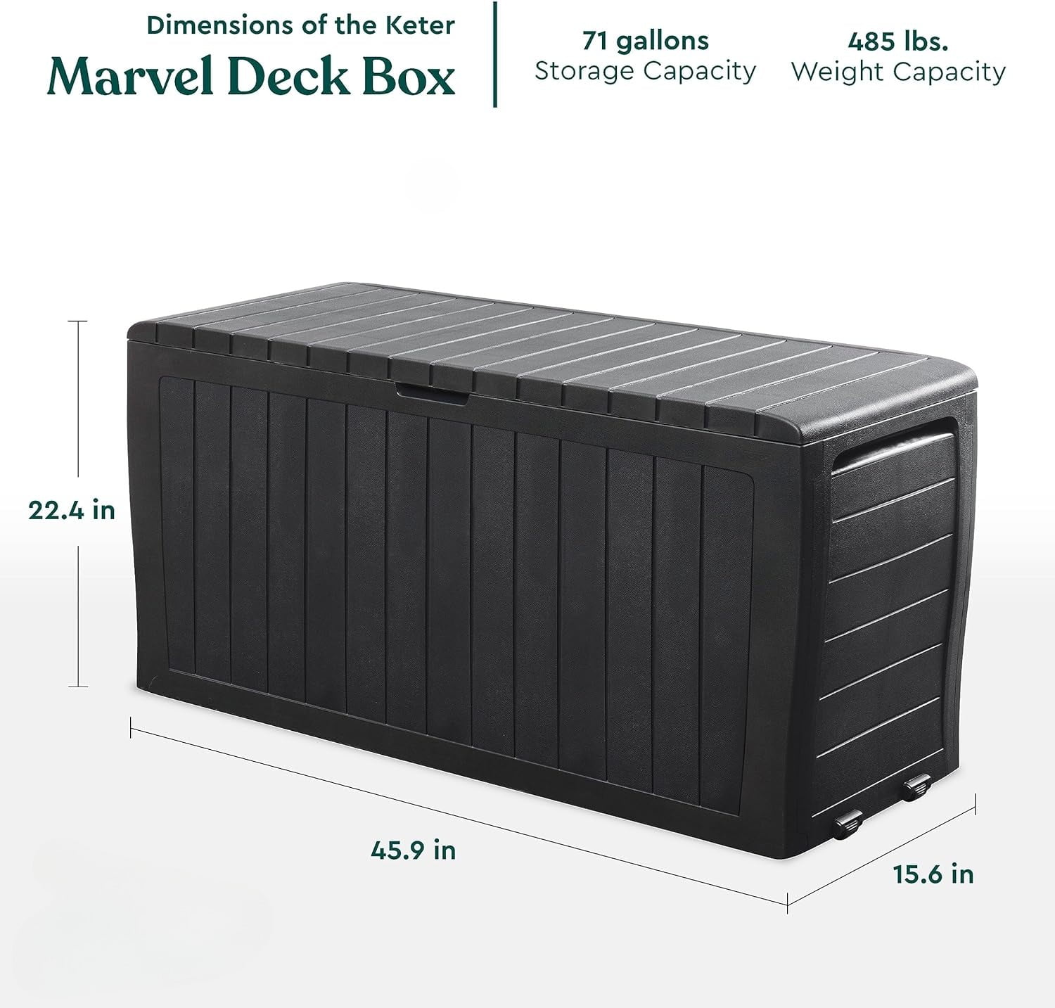 71 Gallon Resin Deck Box-Organization and Storage for Patio Furniture Outdoor Cushions, Throw Pillows, Garden Tools and Pool Toys, Dark Grey
