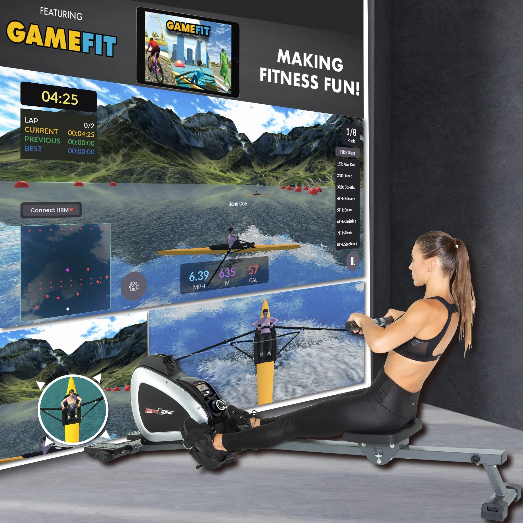 Fitness Reality 1000 PLUS Bluetooth Magnetic Rowing Machine Rower with Extended Optional Full Body Exercises and 14 Resistance Levels