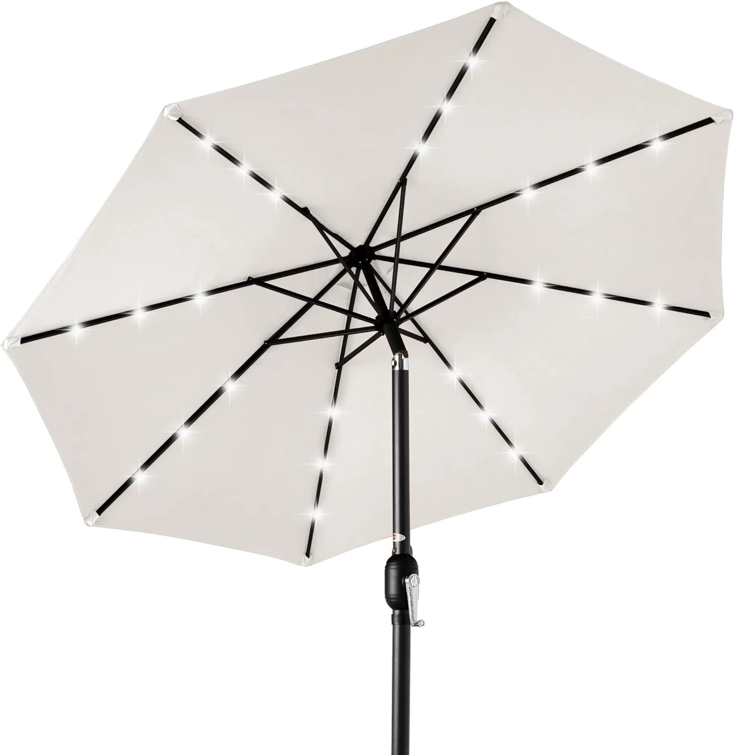 10ft Solar-Powered LED Patio Umbrella - Tilt Adjustment, UV-Resistant Fabric - Ivory