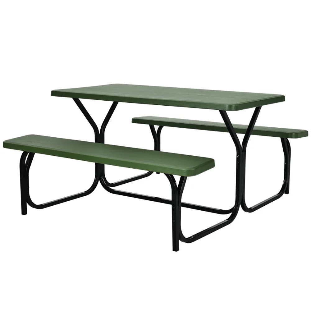 Kepooman Patio Bench, Dining Bench Seating Chair, Picnic Table Bench Set for Outdoor Camping -Green