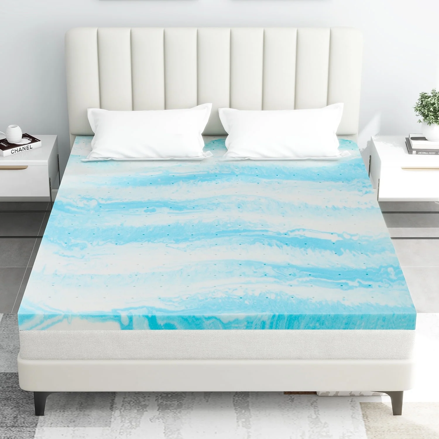 3''QUEEN Memory Foam Mattress Topper, Cooling Gel Mattress Topper CertiPUR-US Certified