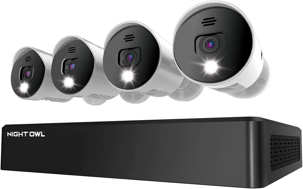 Night Owl CL-BTD81-44L Expandable Bluetooth DVR with 4 Wired Ultra HD Spotlight Cameras and 1TB Hard Drive