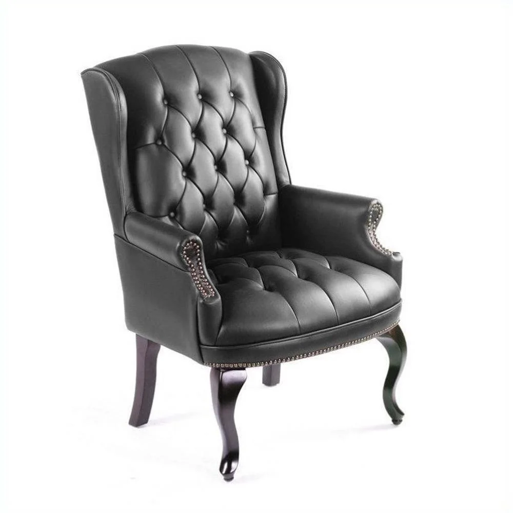 Boss Office Products Black Traditional Style Executive Reception Waiting Room Chair