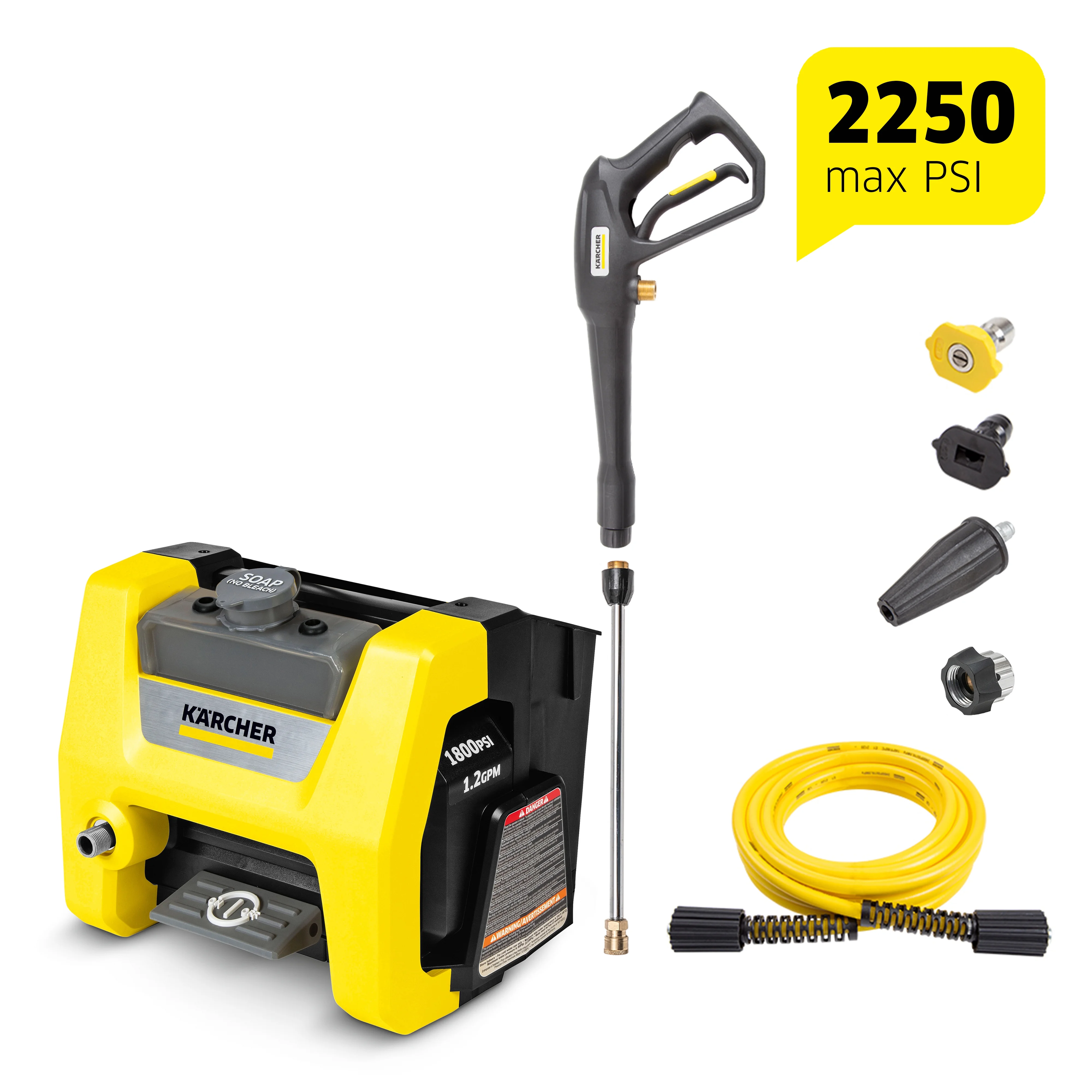 Karcher K1700 Cube Max 2125 PSI Pressure Washer with 20' Hose and 3 Nozzles, 1.2 GPM