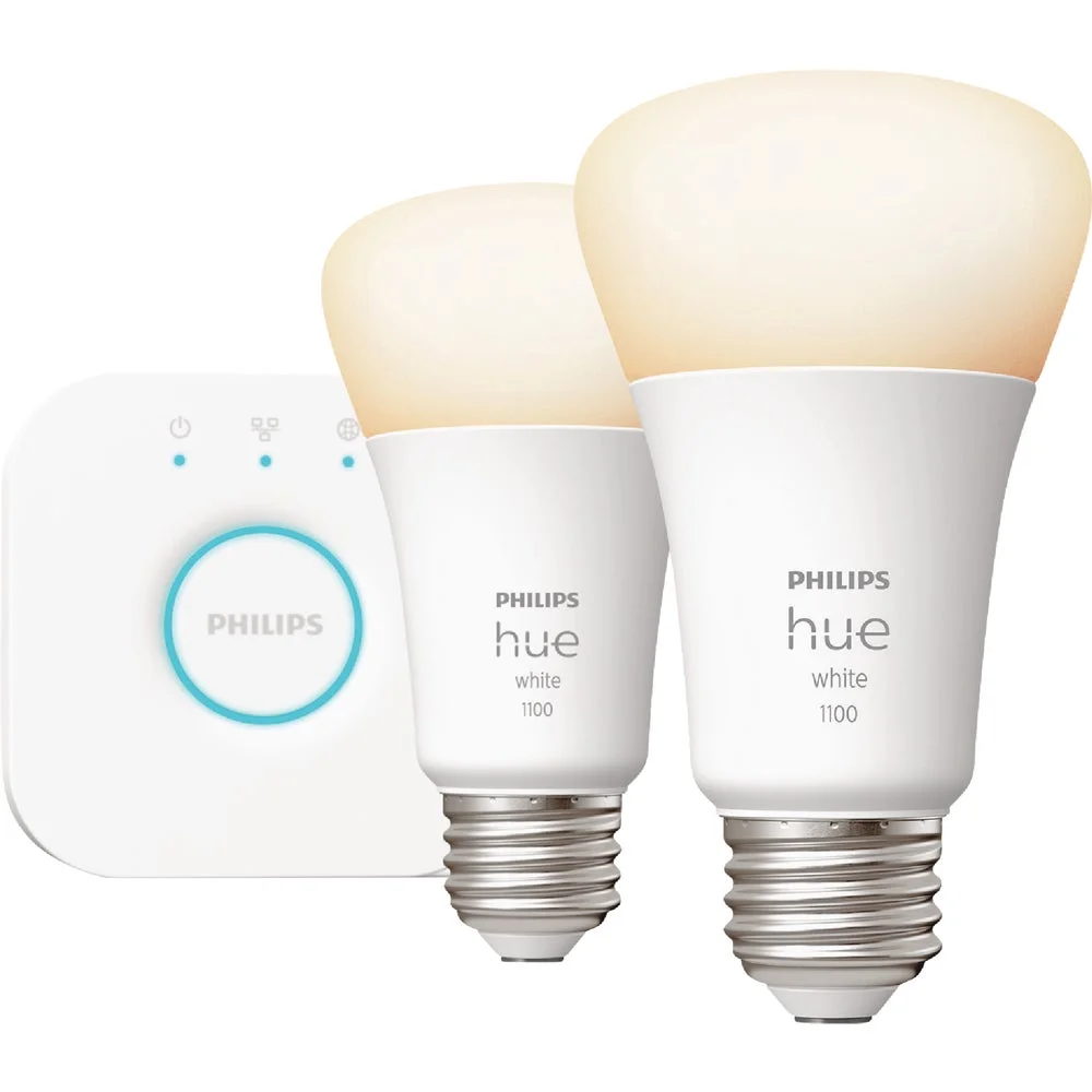 1 Pc Philips Hue 2-Bulb 75W Equivalent Cool White A19 Medium Dimmable Led Light Bulb Starter Kit