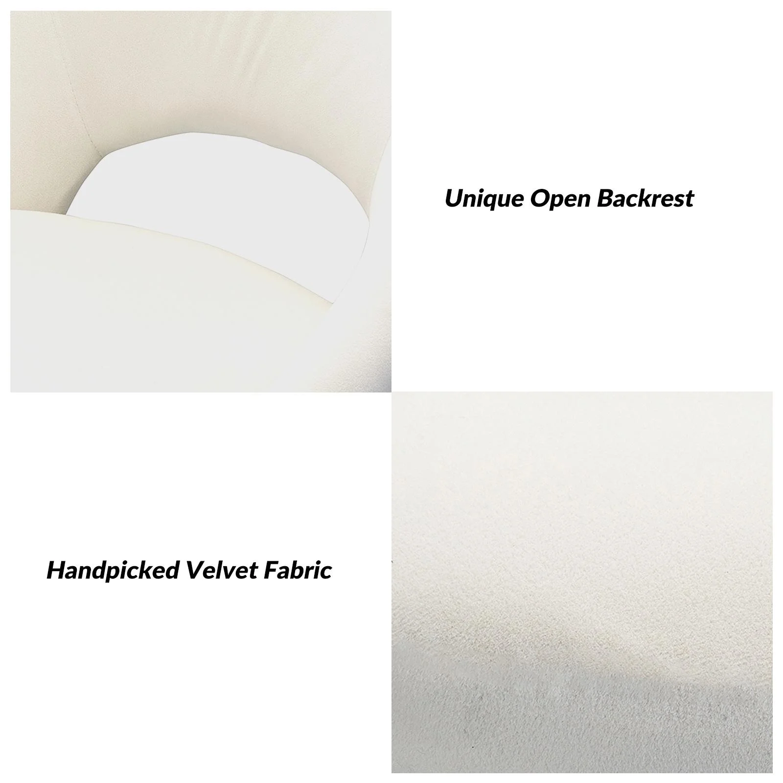 Home Computer Task Office Chair Velvet Swivel Rolling Height Adjustable Bedroom Ivory