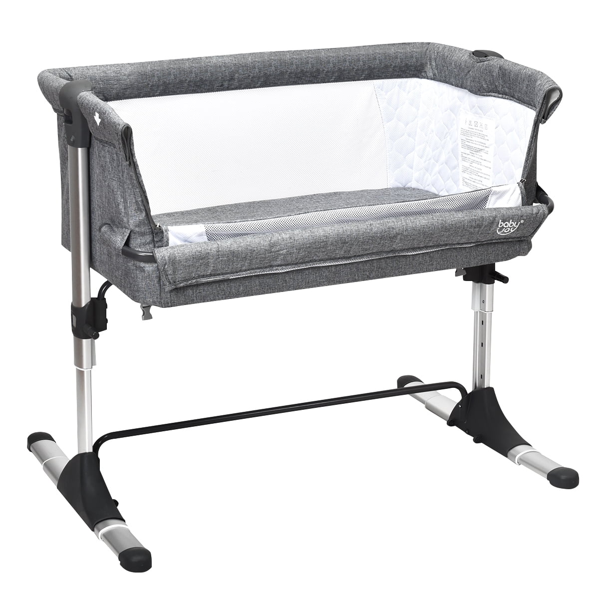 Babyjoy Bassinet Bed Side Crib Infant Sleeper Breathable Mesh with Carrying Bag Gray