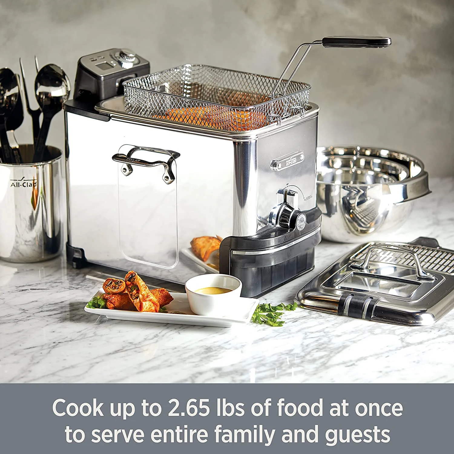 All-Clad Ez Clean Pro Deep Fryer with Digital Timer and Oil Filtration System, 3.5 liter