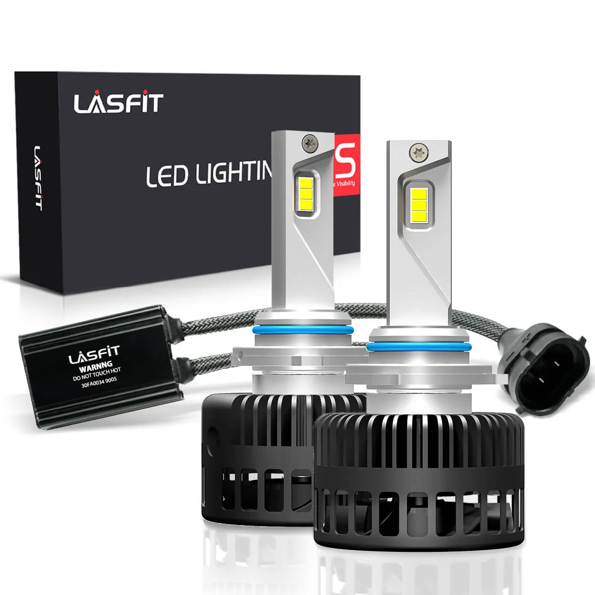 Lasfit 9005 LED Headlight Bulbs Kits- HB3 9005 LED Kit for High Beam Halogen Replacement-72W 8000LM 6000K,Easy Installation | 2 Bulbs