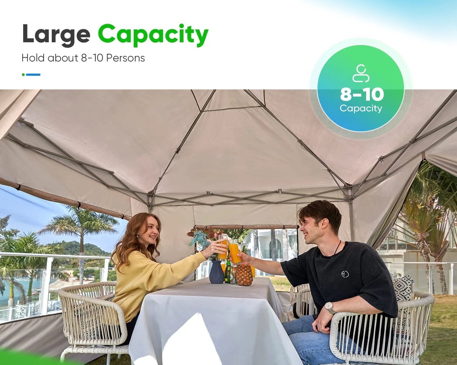 Quictent Privacy 8x8 Pop up Canopy tent Instant Folding Outdoor Canopy with Sidewalls Mesh Windows and Wheeled Bag Waterproof (Beige)