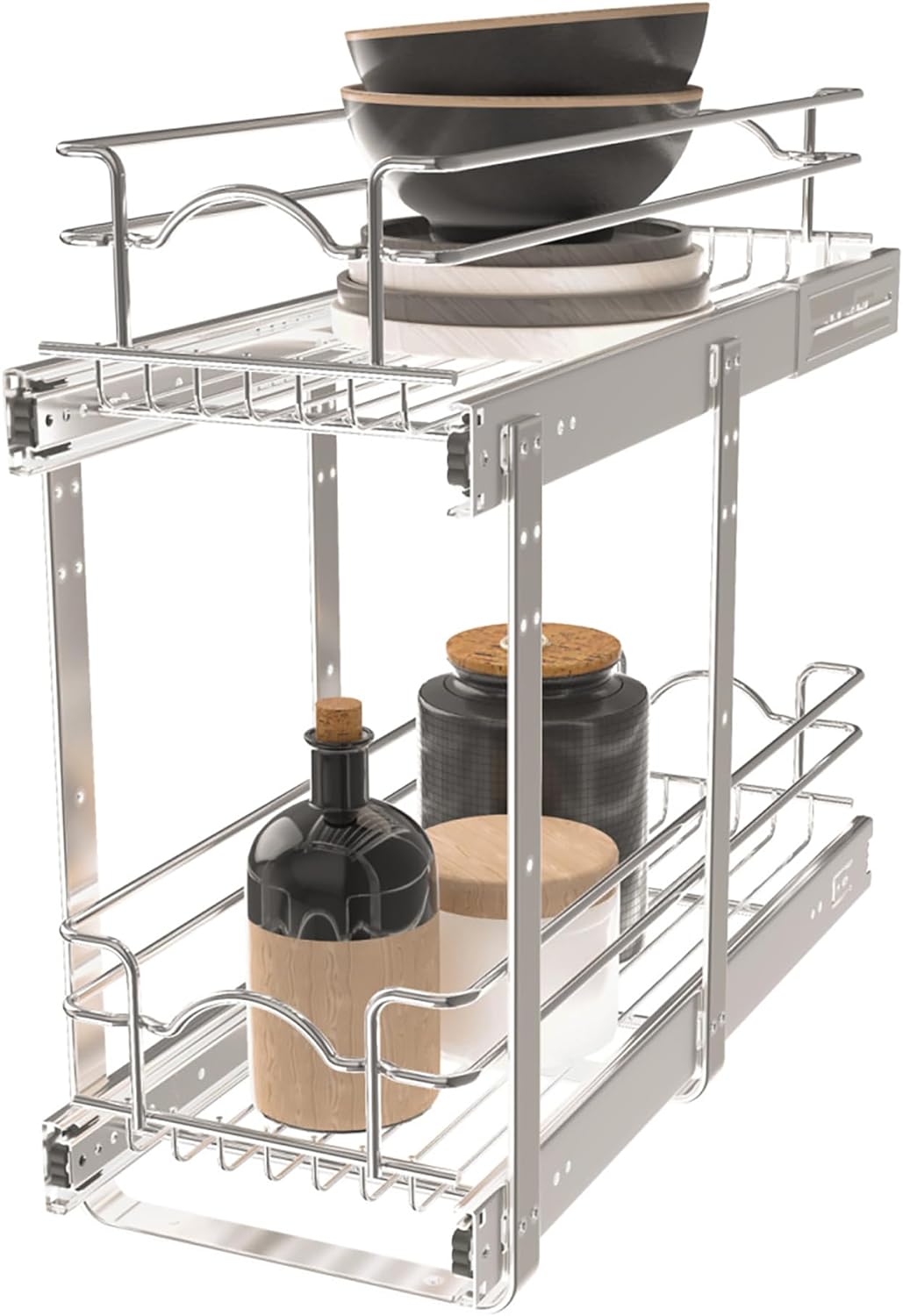 Rev-A-Shelf 2-Tier Kitchen Cabinet Pullout Shelf and Drawer Organizer Slide Out Pantry Storage Basket in Multiple Sizes, 9 x 22 In, -1
