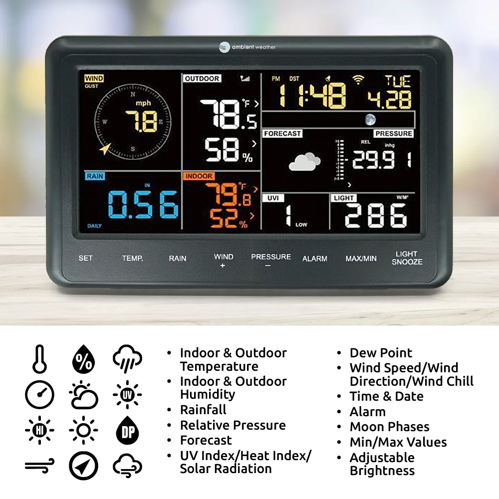 Ambient Weather WS-2902 Smart Wi-Fi Weather Station with Remote Monitoring and Alerts