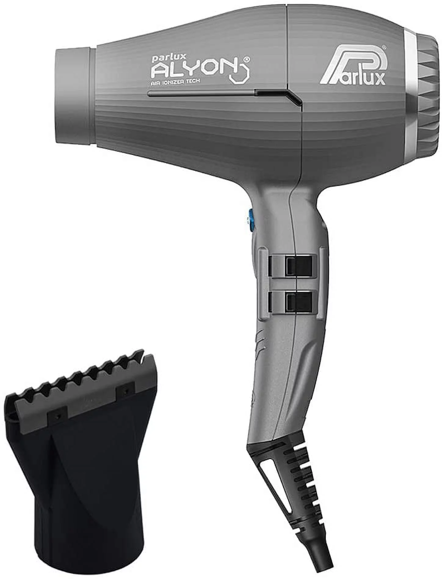 Parlux Alyon MATTE GRAPHITE Eco Friendly Hair Free System Hair Dryer and M Hair Designs Hot Blow Attachment Black (Bundle - 2 items)
