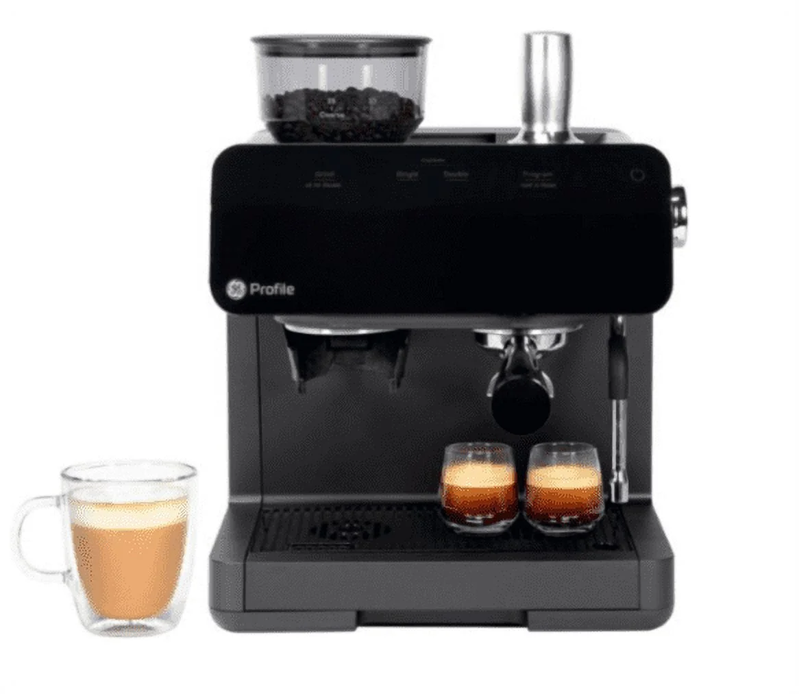 GE Profile P7CESAS6RBB Semi-Automatic Espresso Machine with 15 bars of pressure, Milk Frother, and Built-In Wi-Fi - Black