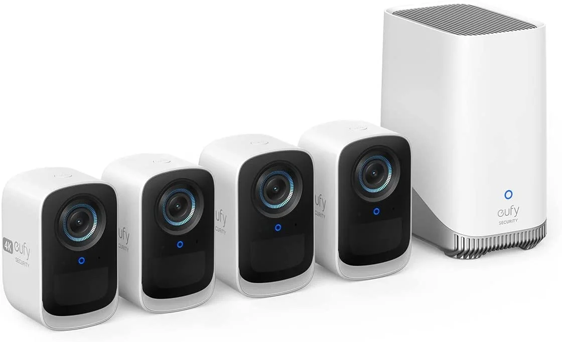 Anker eufy Security eufyCam 3C, Security Camera Outdoor Wireless, 4K Camera, Spotlight, Color Night Vision, 4-Cam Kit