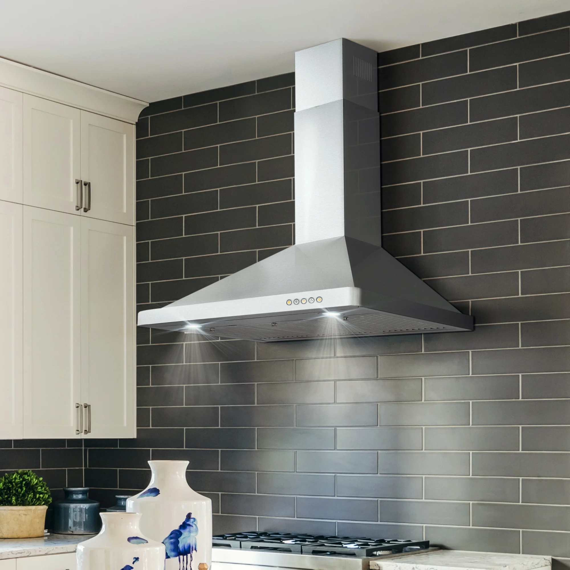 Cosmo 36 in. Ductless Wall Mount Range Hood in Stainless Steel with LED Lighting, Permanent Filters and Carbon Filter Kit