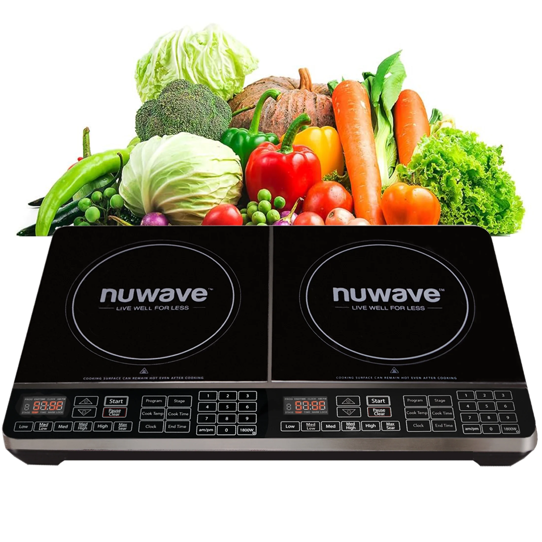 NuWave Electric Double Induction Cooktop 8” Portable Ultrathin with Sensor Touch Precision Induction Cooktop Burner, Home