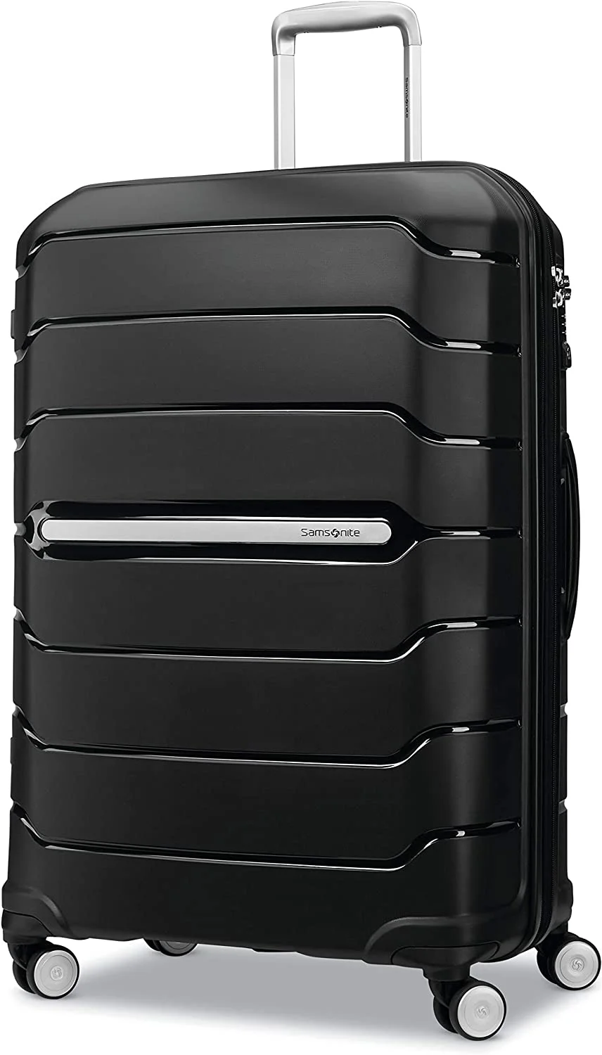 Freeform Hardside Expandable with Double Spinner Wheels, Checked-Large 28-Inch, Black