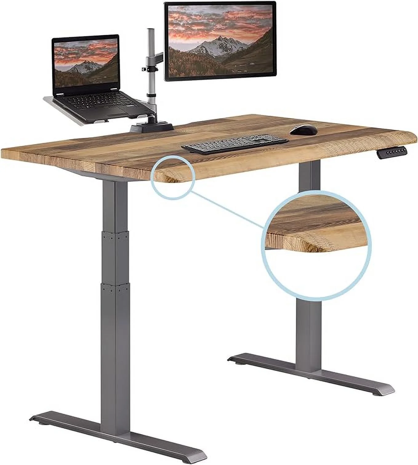 Vari ComfortEdge Electric Standing Stand Up Desk Ergonomic Work and Gaming Table, 48x30” Reclaimed Wood