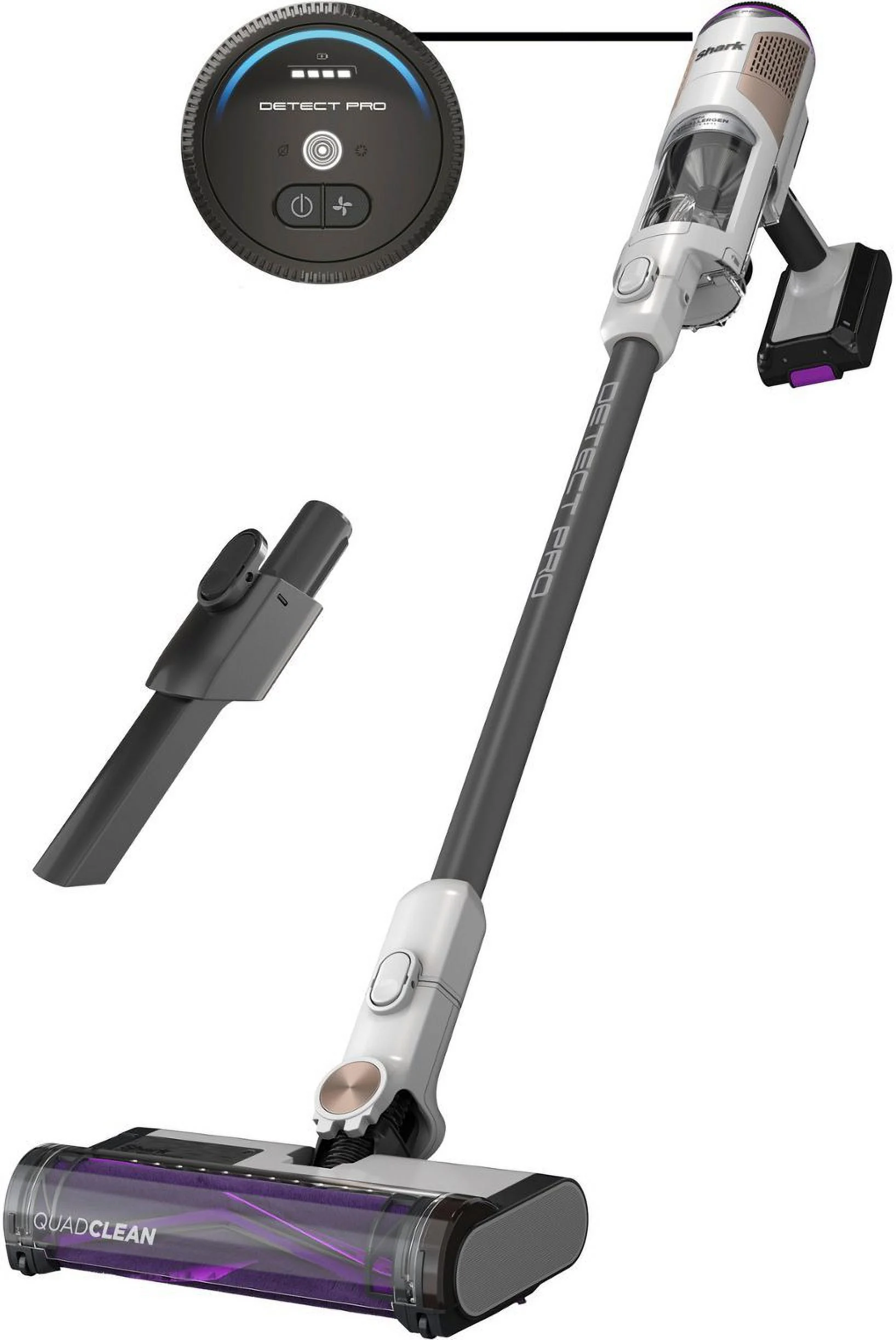 Restored Shark R-IW1111 Detect Pro Cordless HEPA QuadClean Multi-Surface Stick Vacuum, Grey/Brass - (Refurbished)
