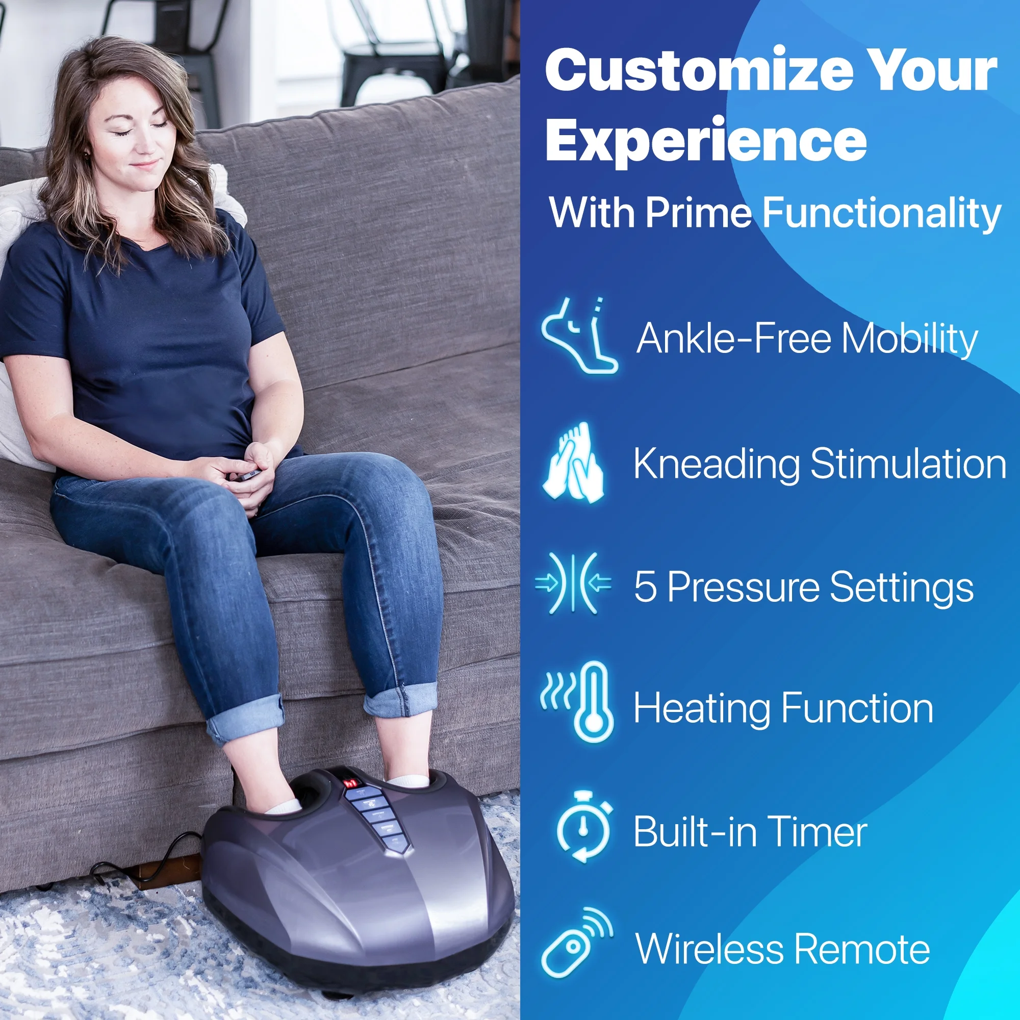 Miko Shiatsu Foot Massager with Heat Kneading and Rolling and Pressure Settings - 2 Wireless Remotes