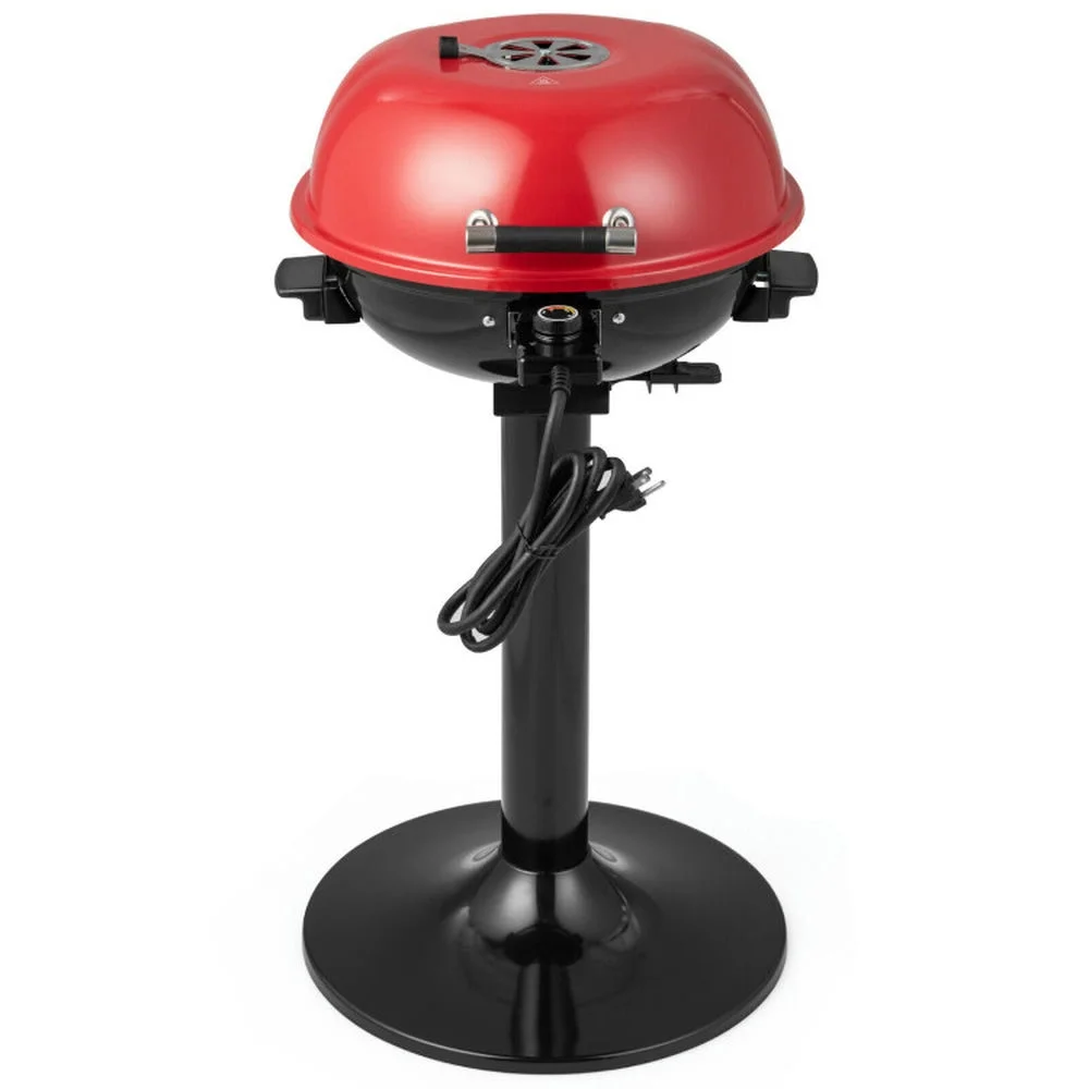 Barara King Cooking Grills, Outdoor Picnics Grills, 1600W Electric BBQ Grill with Removable Non-Stick Warming Rack-Red