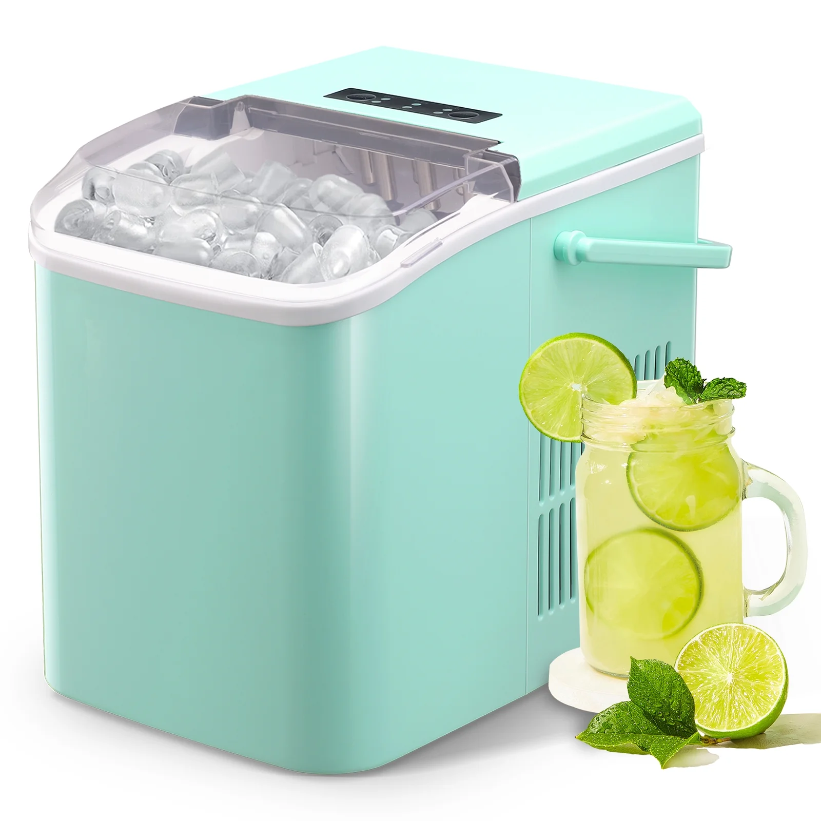 WANAI Ice Maker Countertop 26.5lbs/24H 9 Ice Cubes Ready in 6-8 Minutes Small & Large Ice Cubes