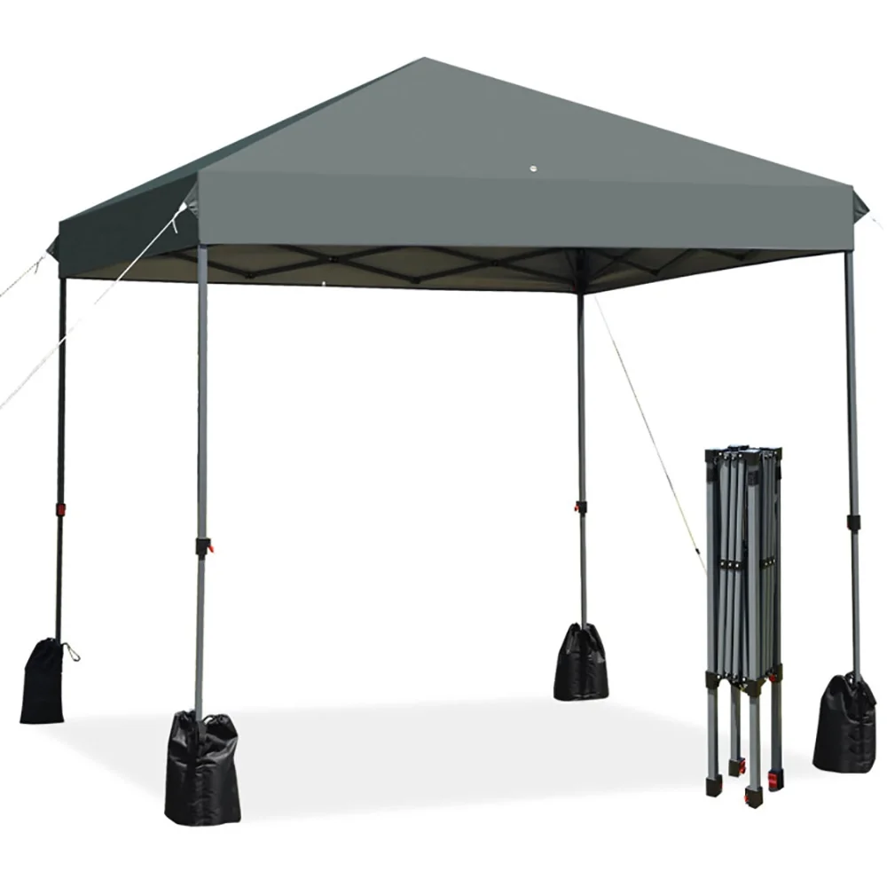 Topcobe 8' x 8' Outdoor Pop up Canopy Tent with Roller Bag, Gazebo Tent for Party Wedding BBQ Events, Gray