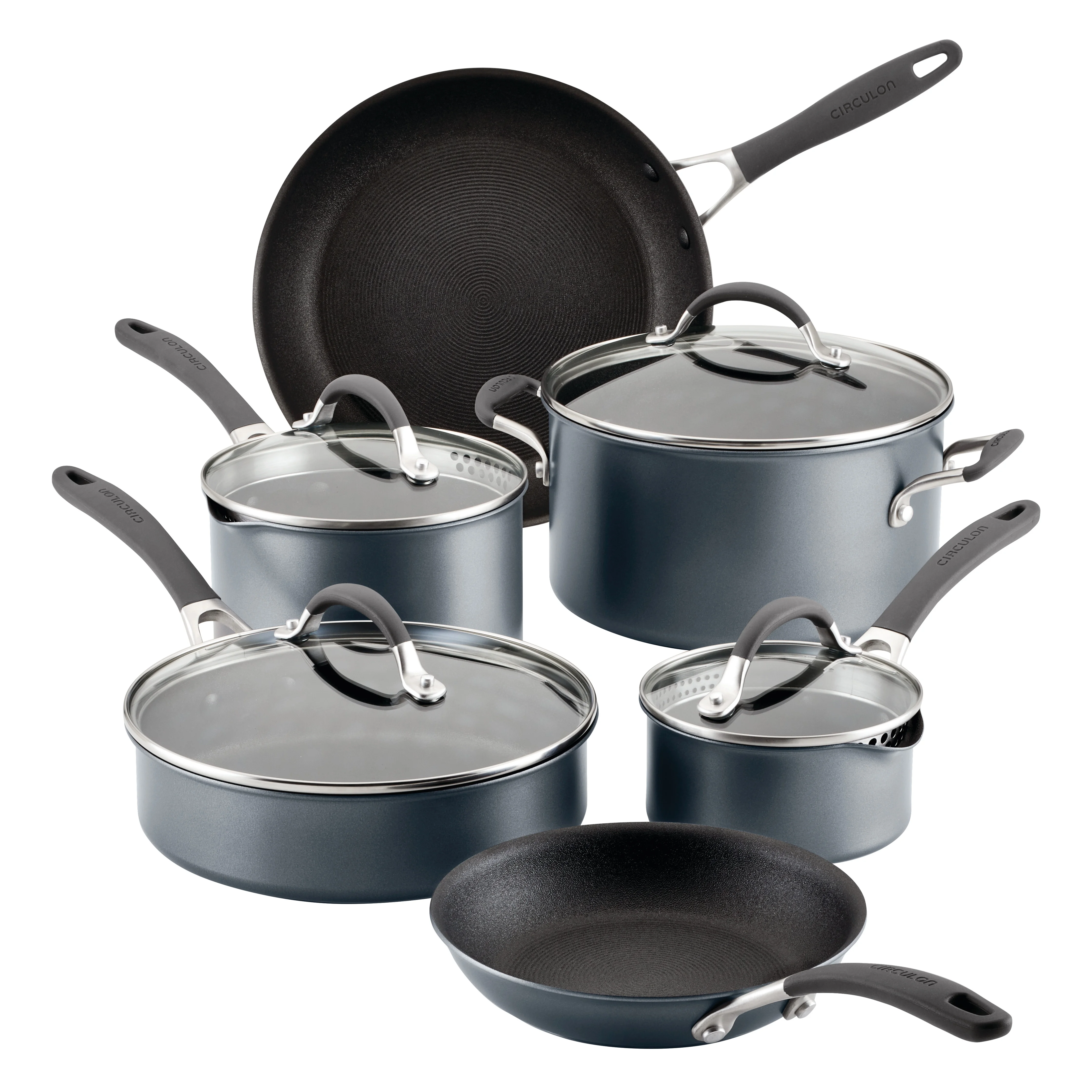 Circulon A1 Series ScratchDefense 10 Piece Nonstick Induction Pots and Pans Set, Graphite