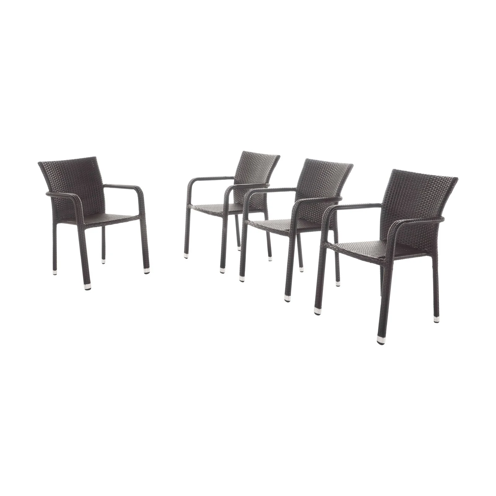 Christopher Knight Home Dover Outdoor Wicker Armed Lightweight Stacking Chairs (Set of 4) by Brown