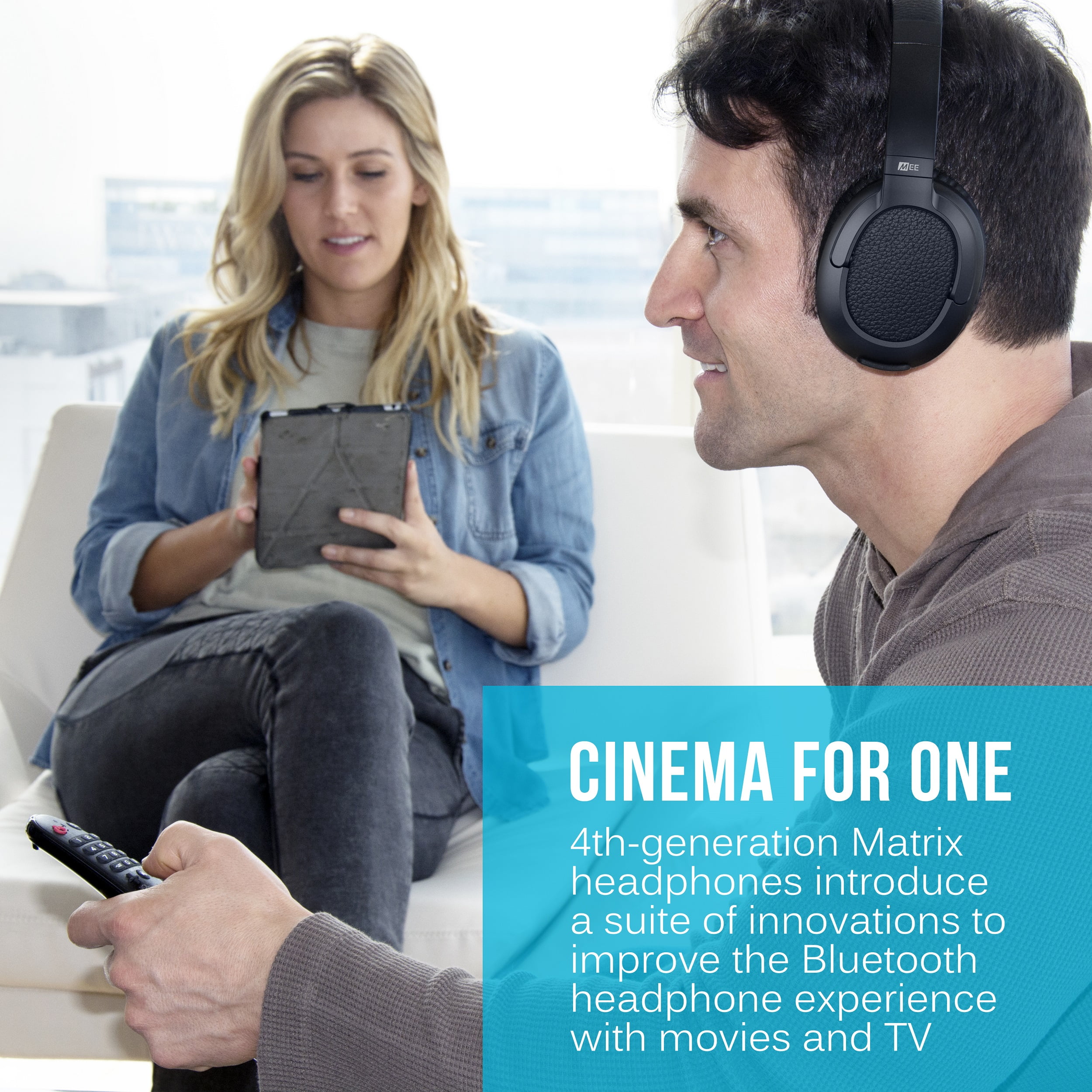 MEE audio Matrix Cinema low latency headphones with CinemaEAR audio enhancement for TV and other media