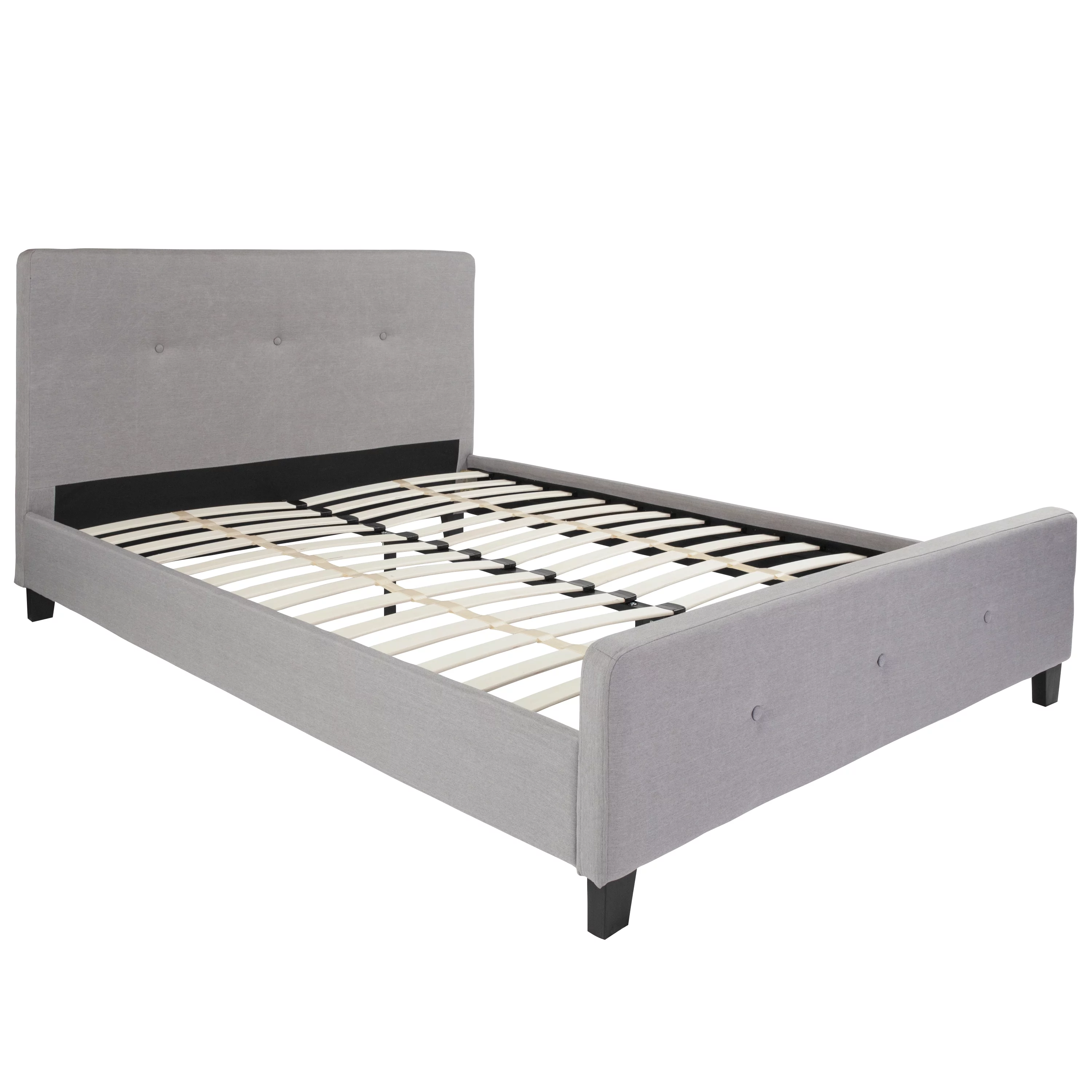 Flash Furniture Tribeca Queen Size Tufted Upholstered Platform Bed in Light Gray Fabric