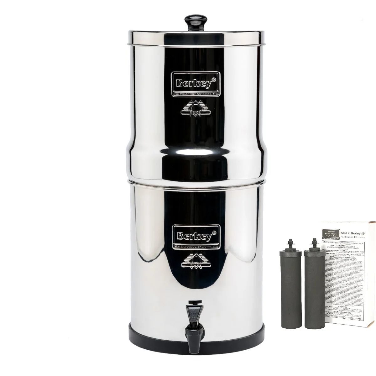 Berkey Royal Stainless Steel Gravity Water Filter System with 2 Black Element and 2PF-2 Fluoride Filters