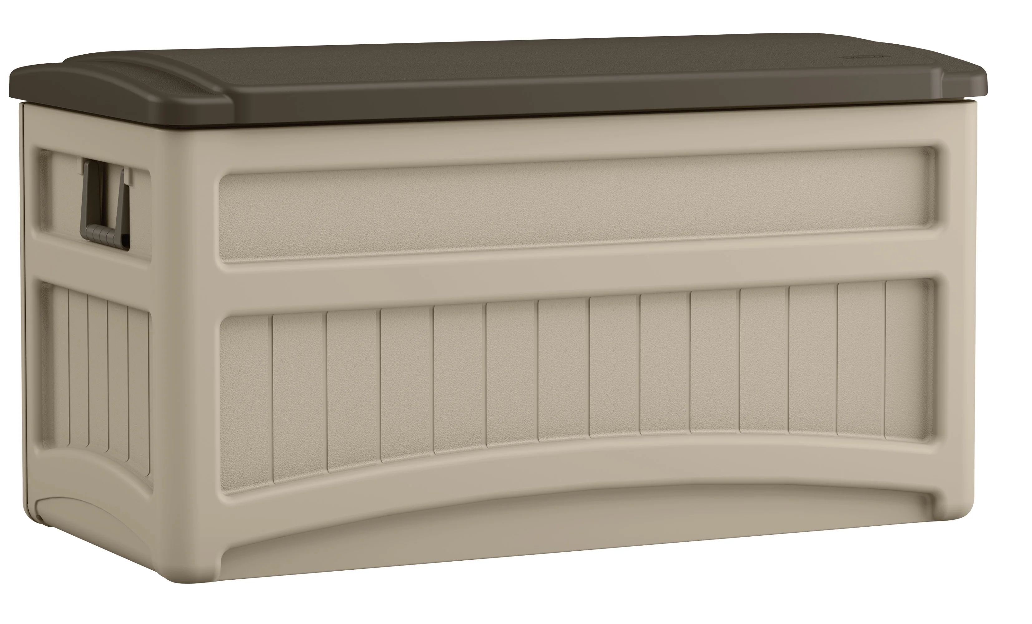 Suncast 73-Gallon Capacity Deck Box, Patio or Back Yard, Resin, Light Taupe, DB8000B, 35.2 lb