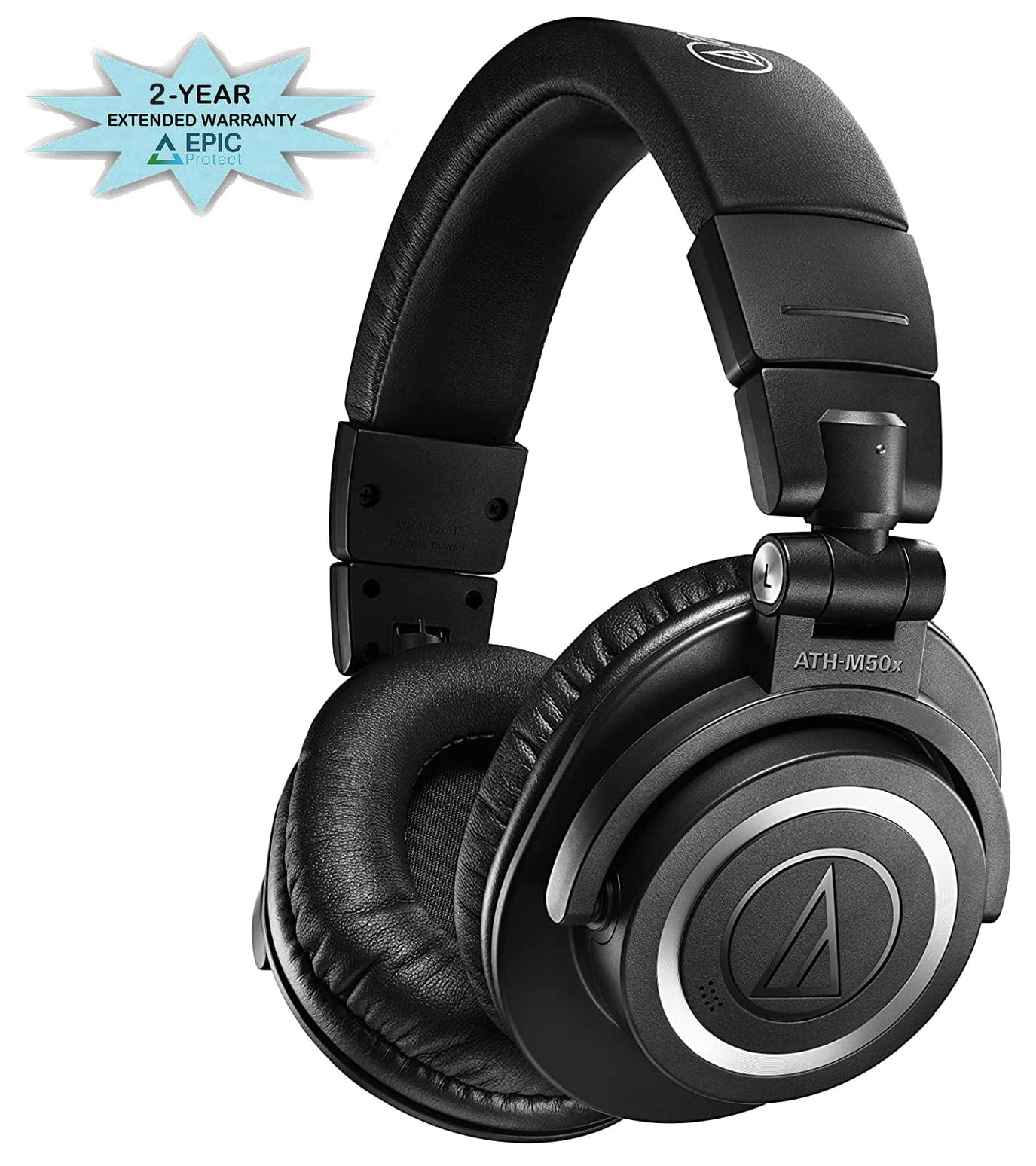 Audio Technica ATH-M50XBT2 Black Total Wireless On-Ear Headphones with an Additional 2 Year Coverage by Epic Protect (2021)