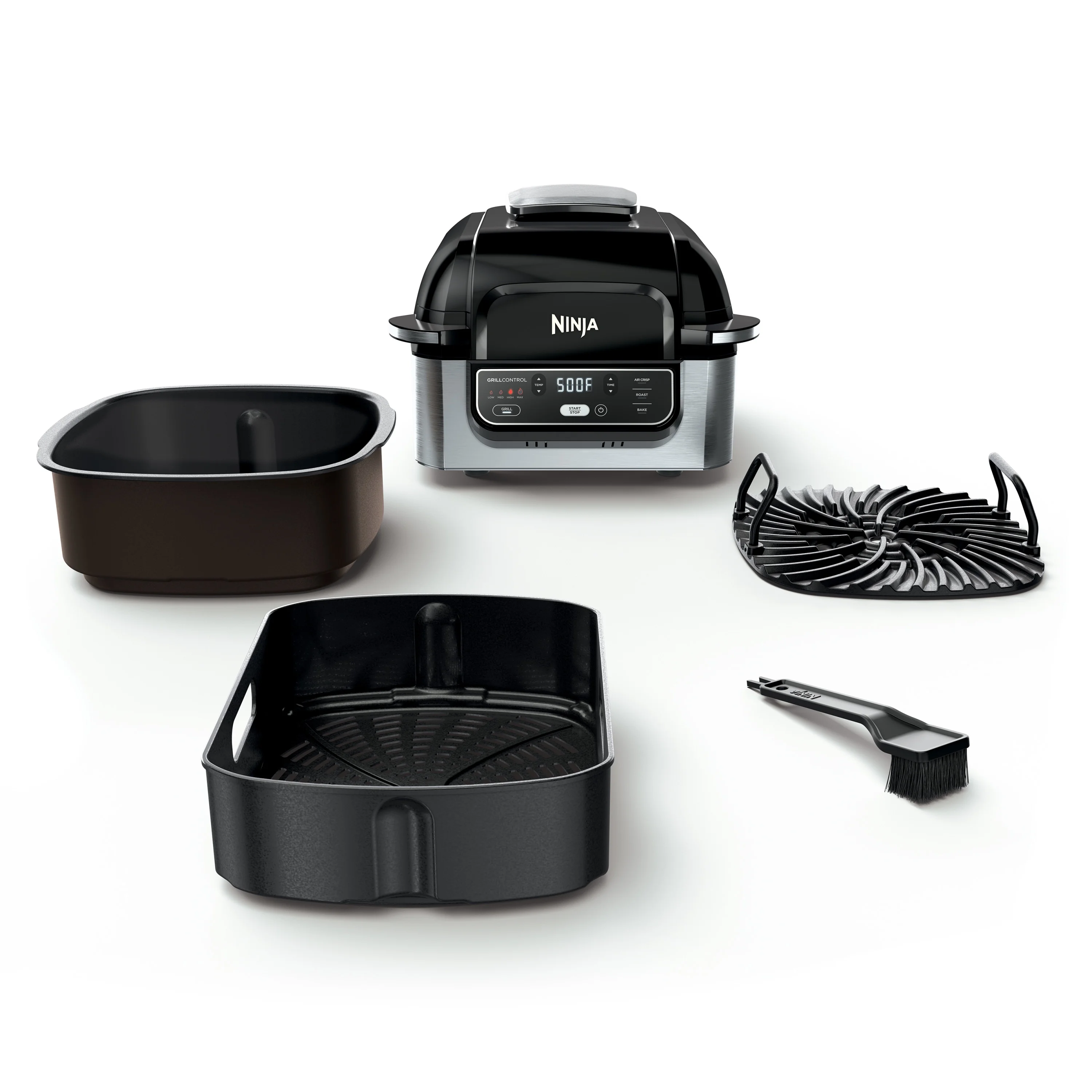 Ninja Foodi 4-in-1 Indoor Grill with 4-qt Air Fryer, Roast, Bake, and Cyclonic Grilling Technology, Black/Stainless AG300