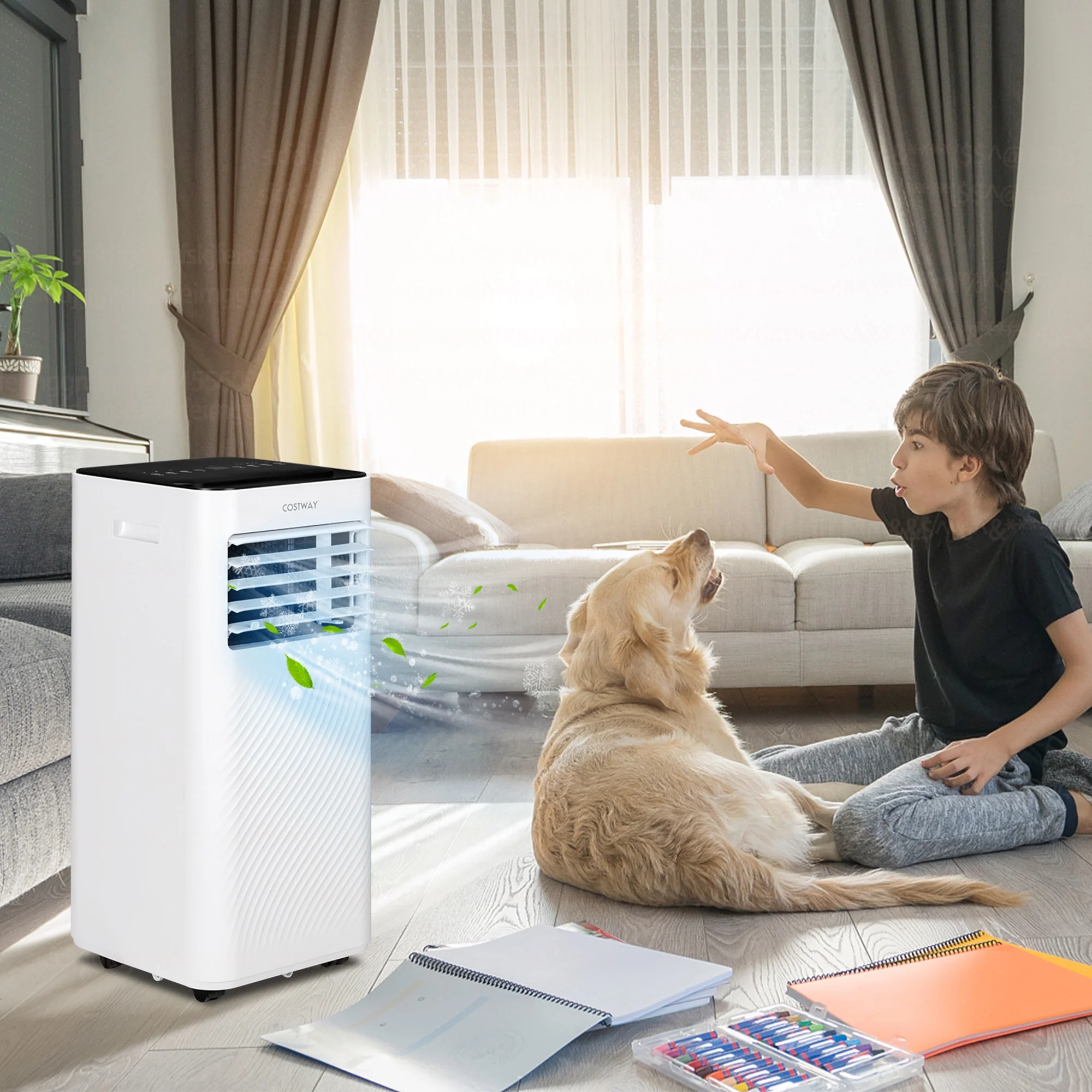 Costway Portable Air Conditioner 6000 BTU (10000BTU ASHRAE) 4-in-1 AC with Cool Fan Humidifier Sleep Mode