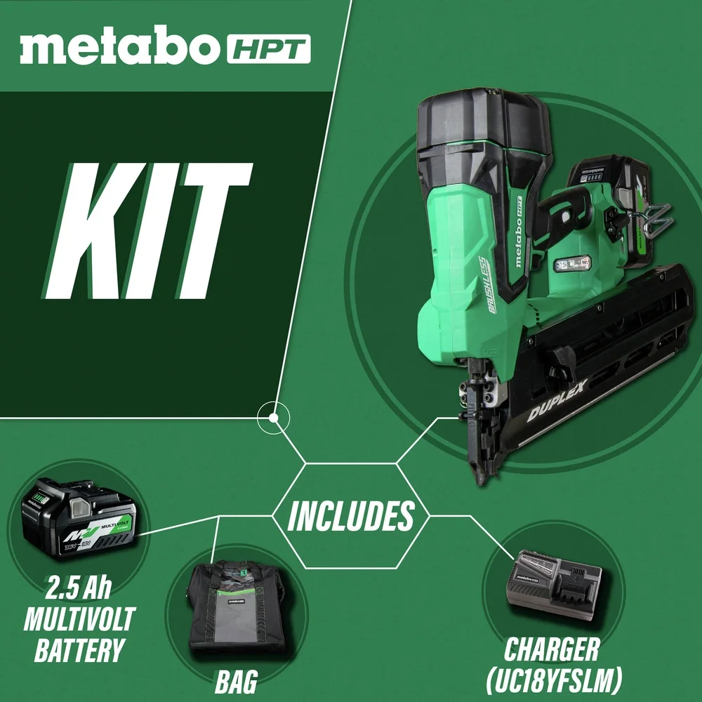 MultiVolt 36V Brushless Lithium-Ion 21 Degree 3-1/2 in. Cordless Duplex Nailer Kit (2.5 Ah)