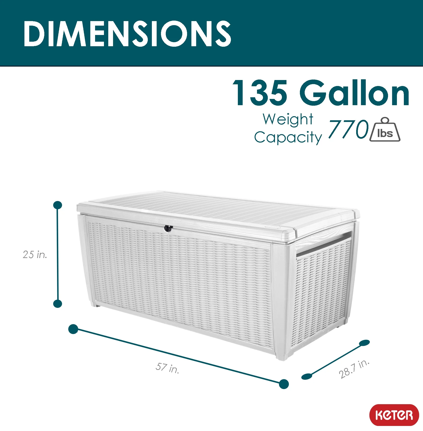 Keter Sumatra 135 Gallon Durable Weatherproof Resin Deck Box Organization and Storage for Outdoor Patio and Lawn, White