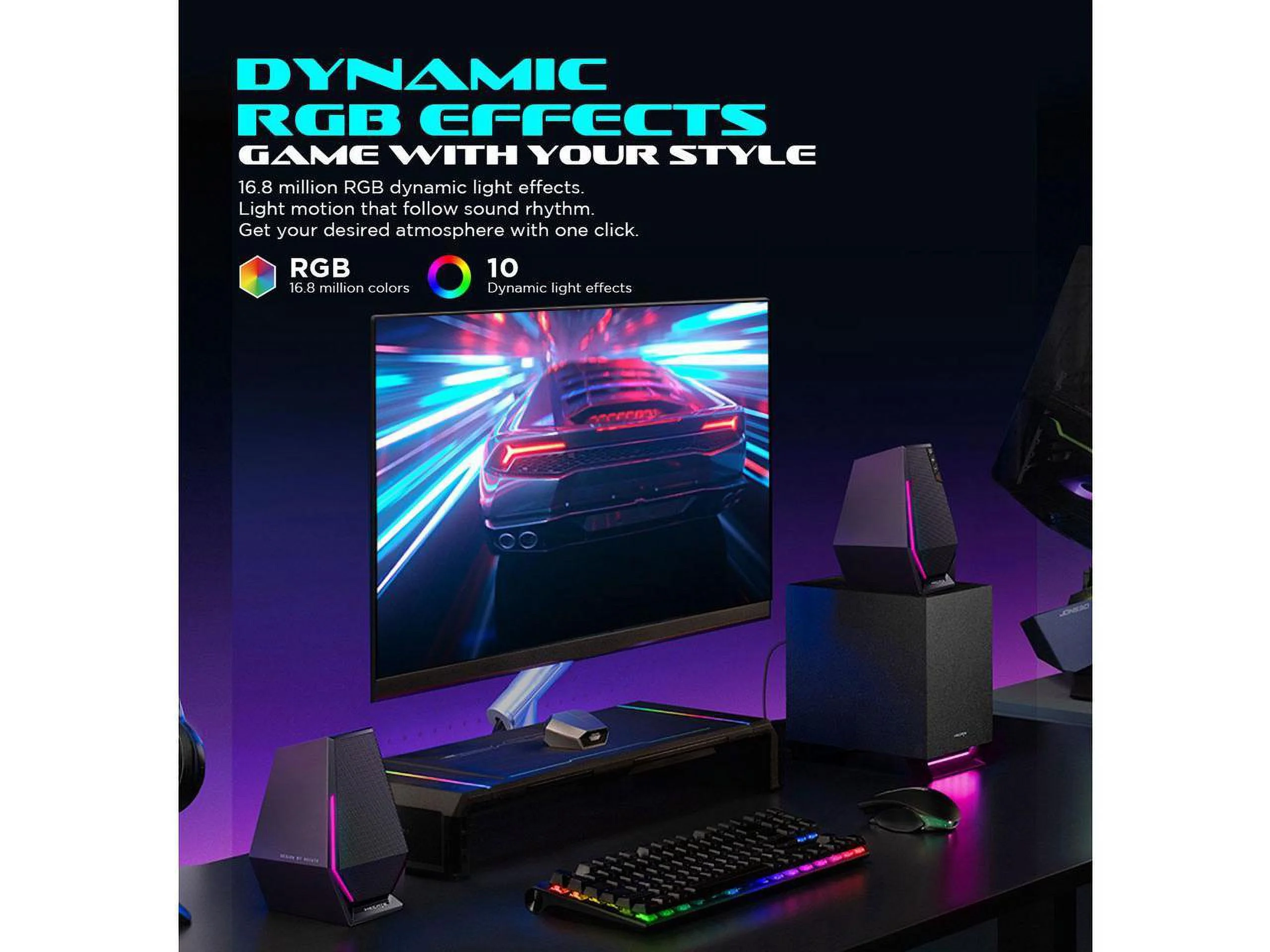 Edifier G1500 MAX 2.1 Computer Speakers System, Hecate Gaming Speakers with Subwoofer, RGB, Bluetooth 5.3, USB, Type-C, 3.5mm AUX Input, Black