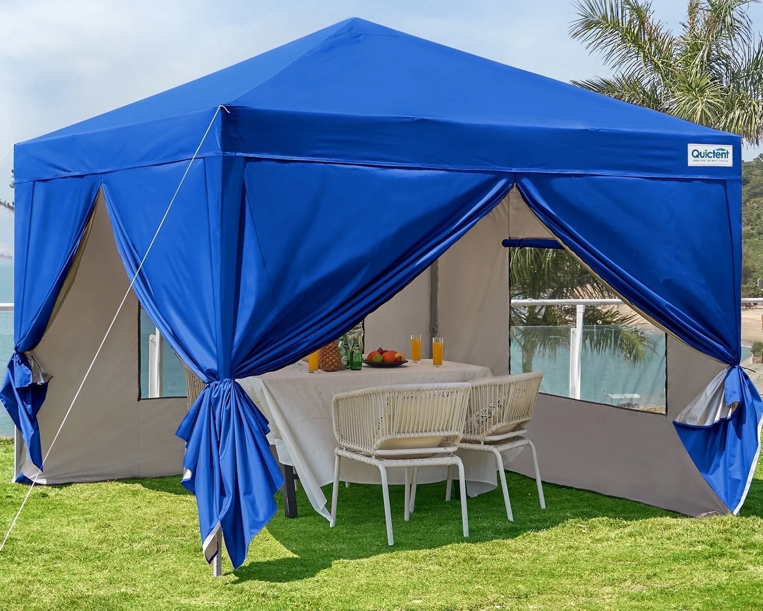 Quictent Privacy 10'x10’Pop up Canopy Tent with Sidewalls Enclosed Instant Gazebo Shelter Waterproof (Royal Blue)