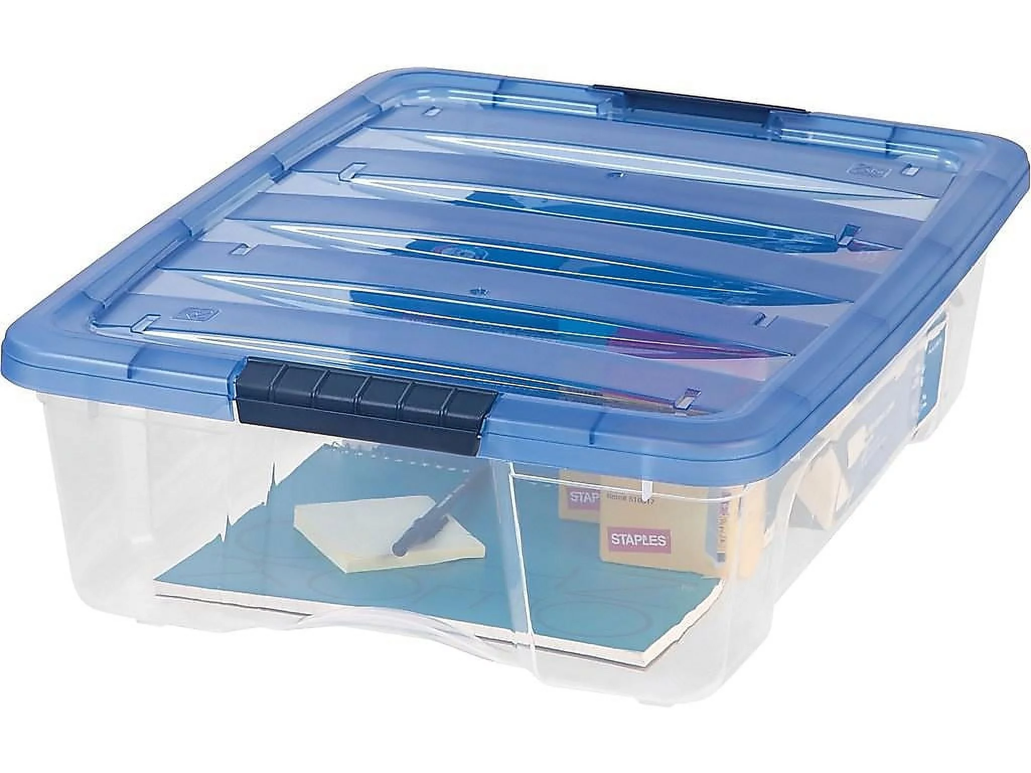 Stack And Pull Latching Flat Lid Storage Box, 6.73 Gal, 16.5