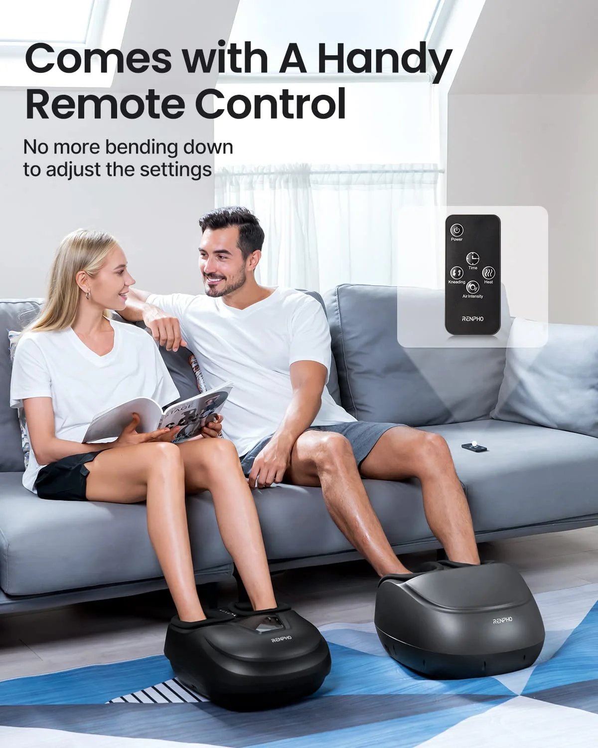Renpho Foot Massager Machine with Heat, Shiatsu Deep Kneading, Fit’s feet up to Men Size 12 Remote Control